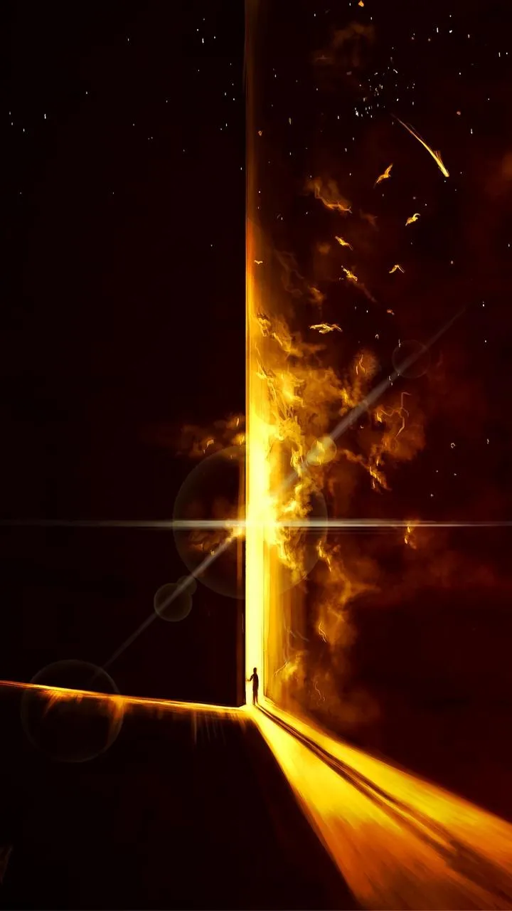 Fiery Golden Light Burst Abstract Energy Mobile Wallpaper