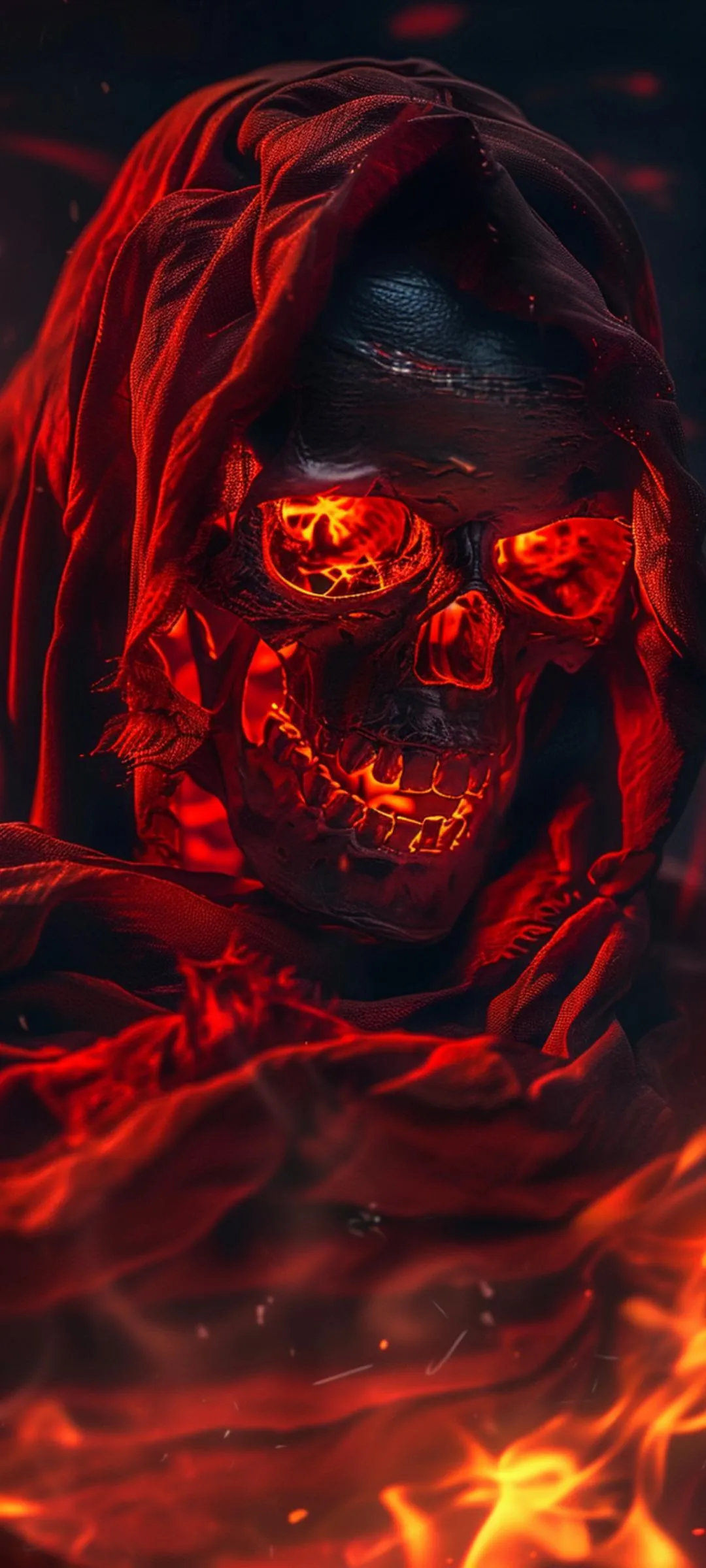 Fiery Lava Skeleton Man with Intense Red Glow Abstract Art