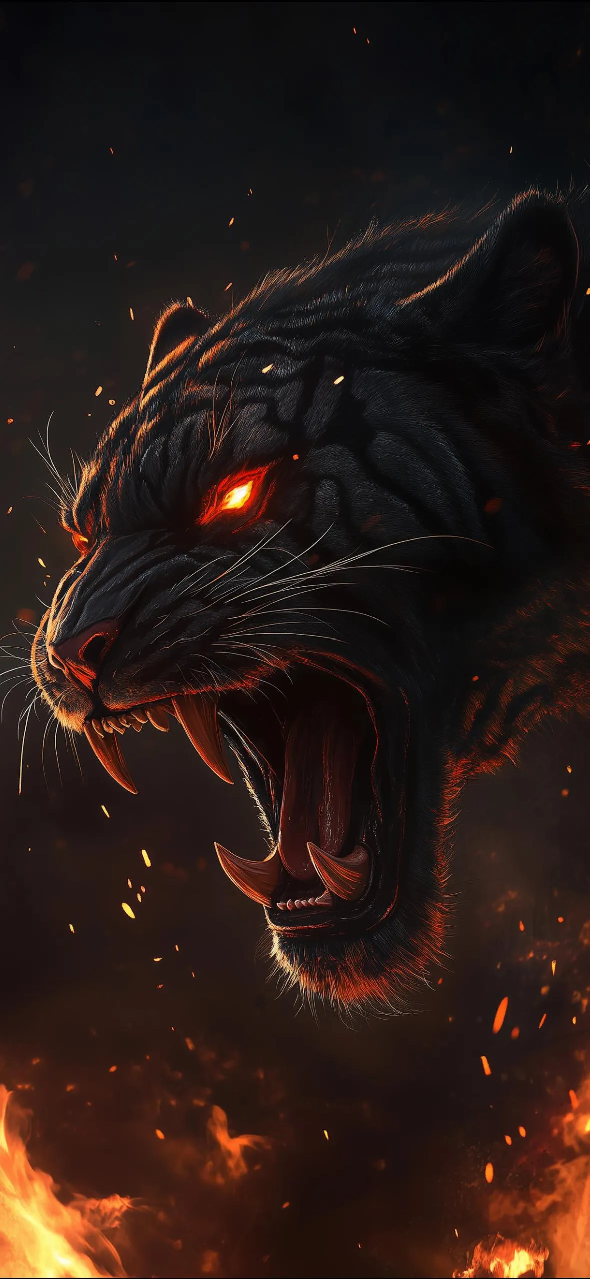 Fiery Panther in a Dark Fantasy Digital Illustration