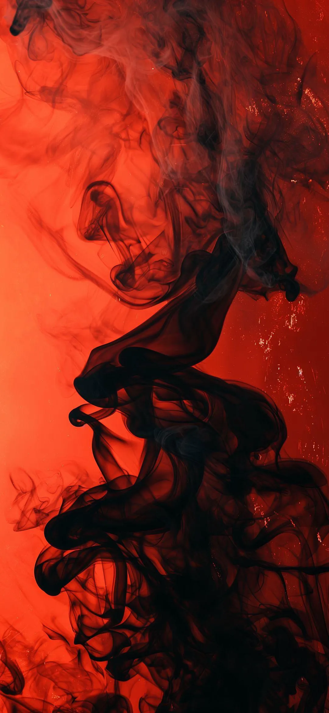 Fiery Red Abstract Artwork Swirling in Deep Shadows