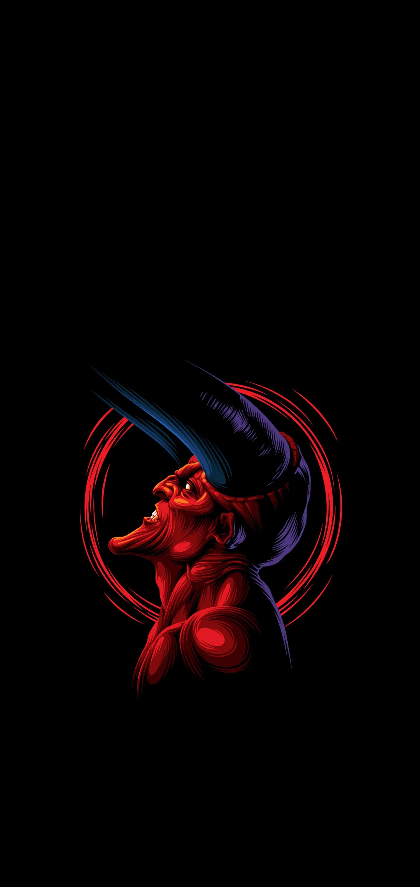 Fiery Red Demon Screaming in Dark Infernal Circle Image