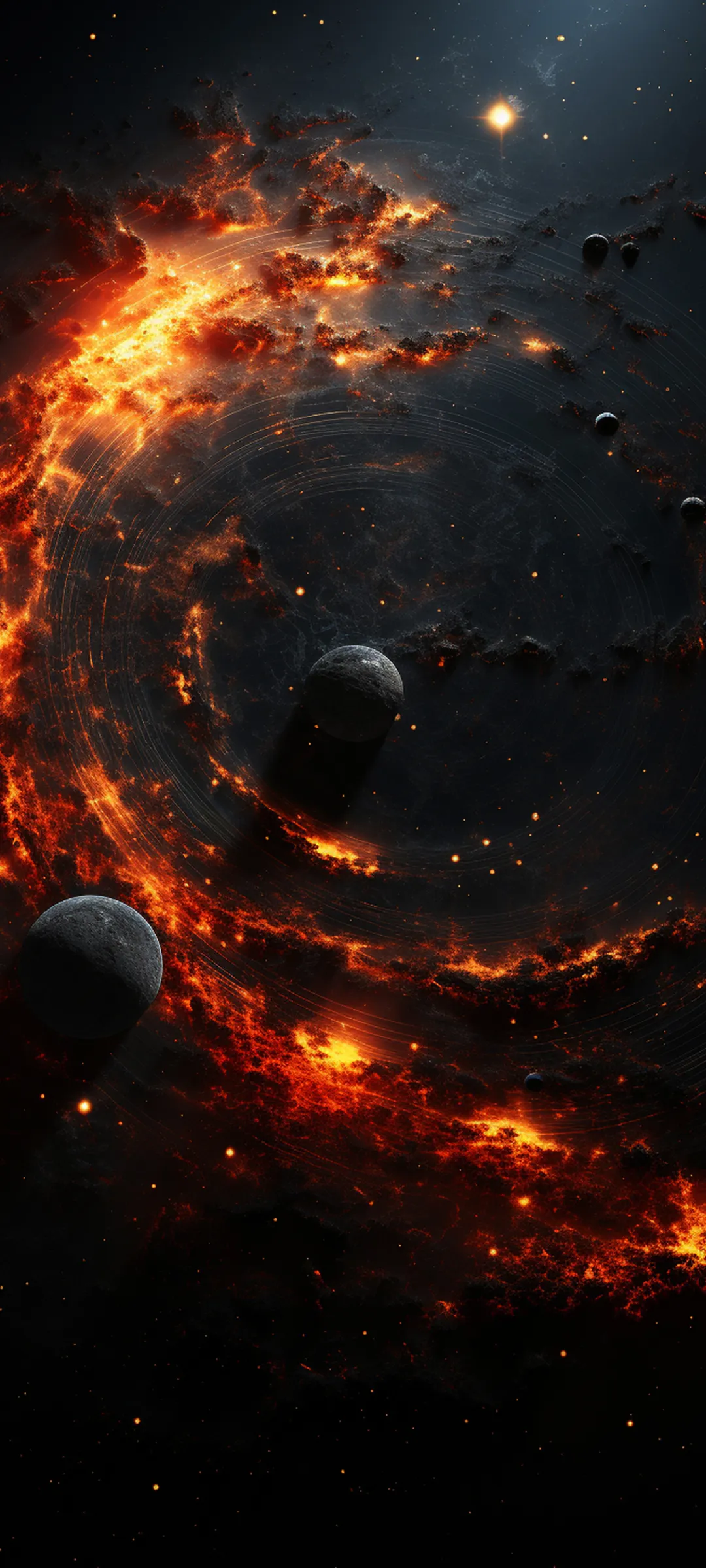 Fiery Red Planet Exploding in The Dark Universe Image