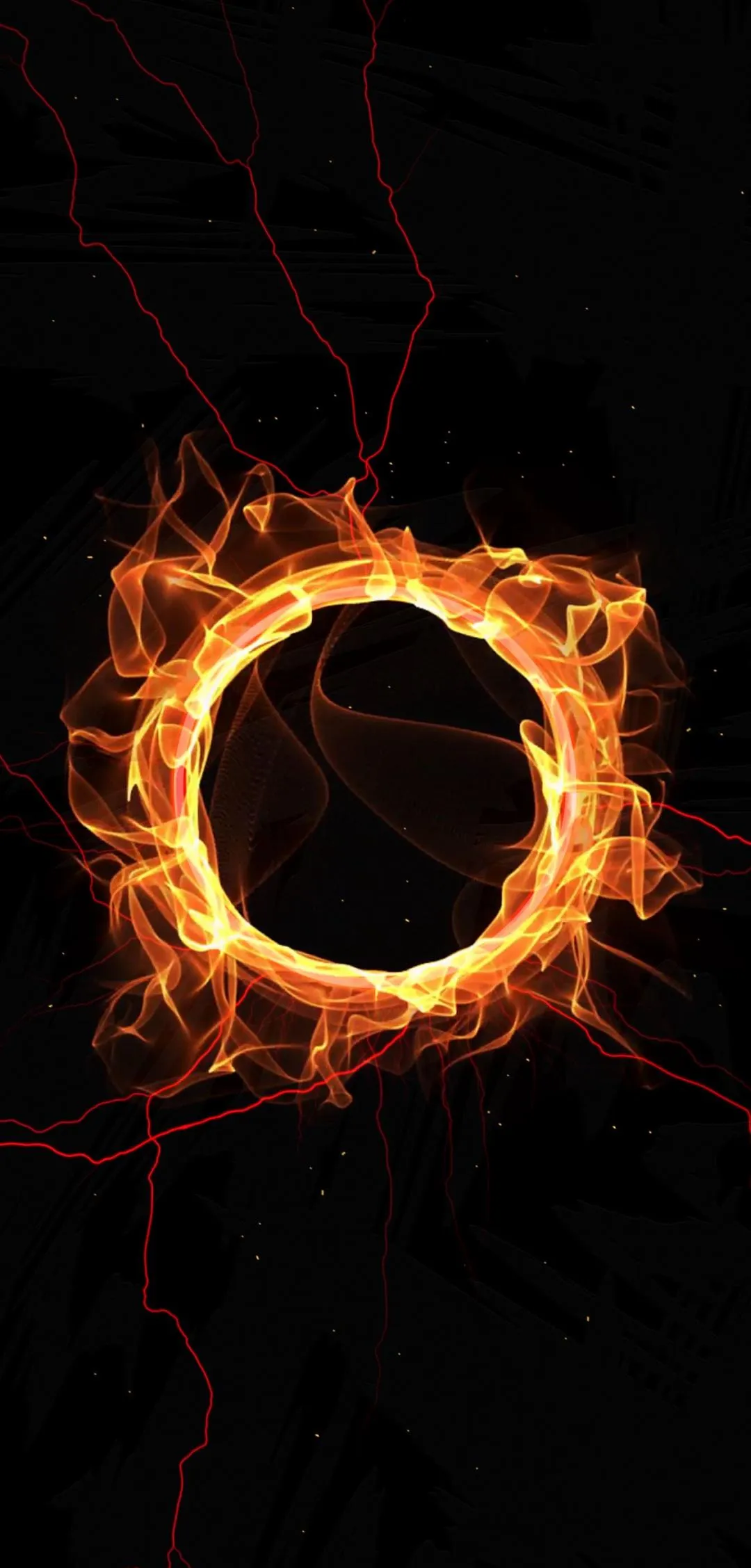 Fiery Ring with Glowing Center on Black Backdrop Wallpaper