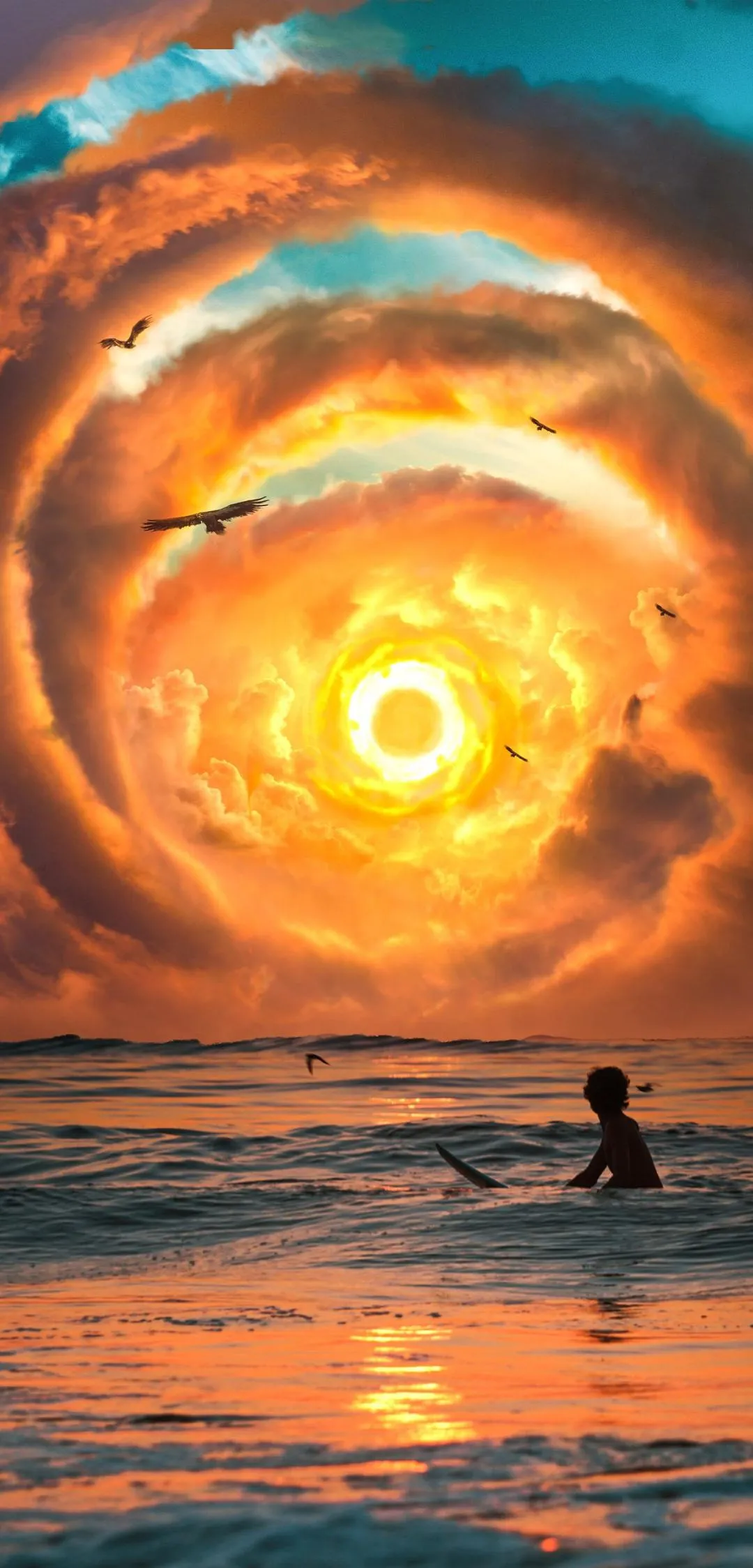 Fiery Swirling Sun Like Sphere in Bright Orange Tones