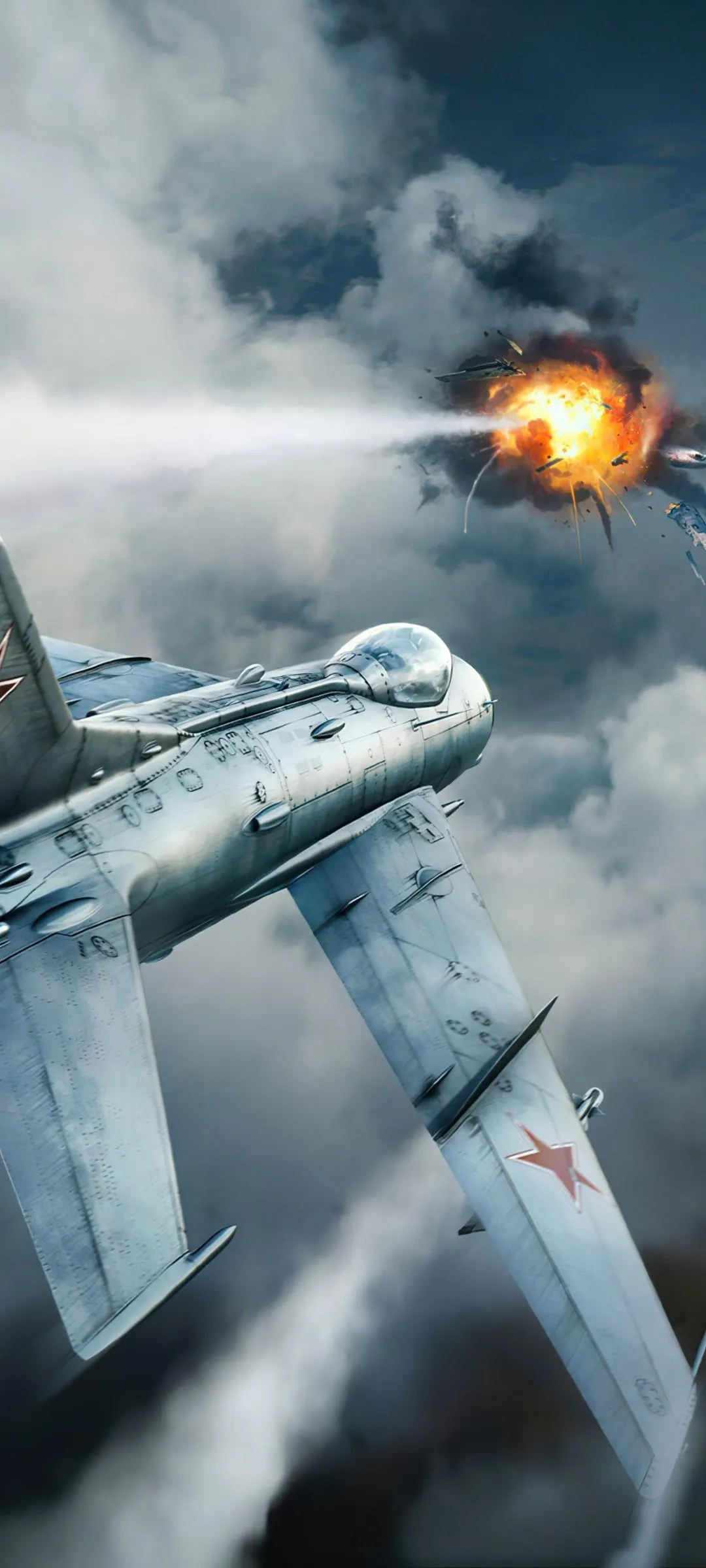 Fighter Jet Launching Missile in Sky Battle Wallpaper