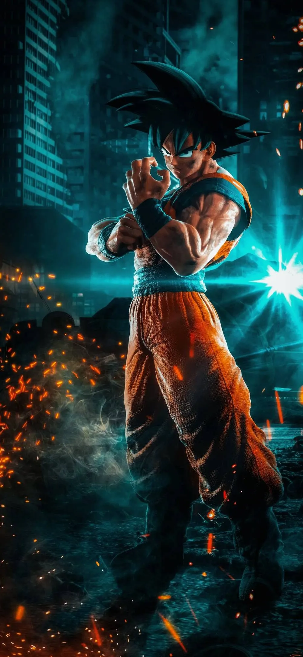 Fighter with Sparks in Sci Fi Armored Combat Suit Wallpaper