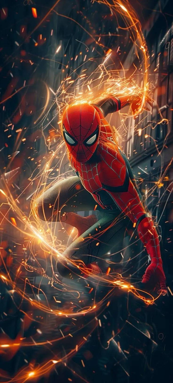 Fire Spiderman Artistic Fantasy Wallpaper for Phones