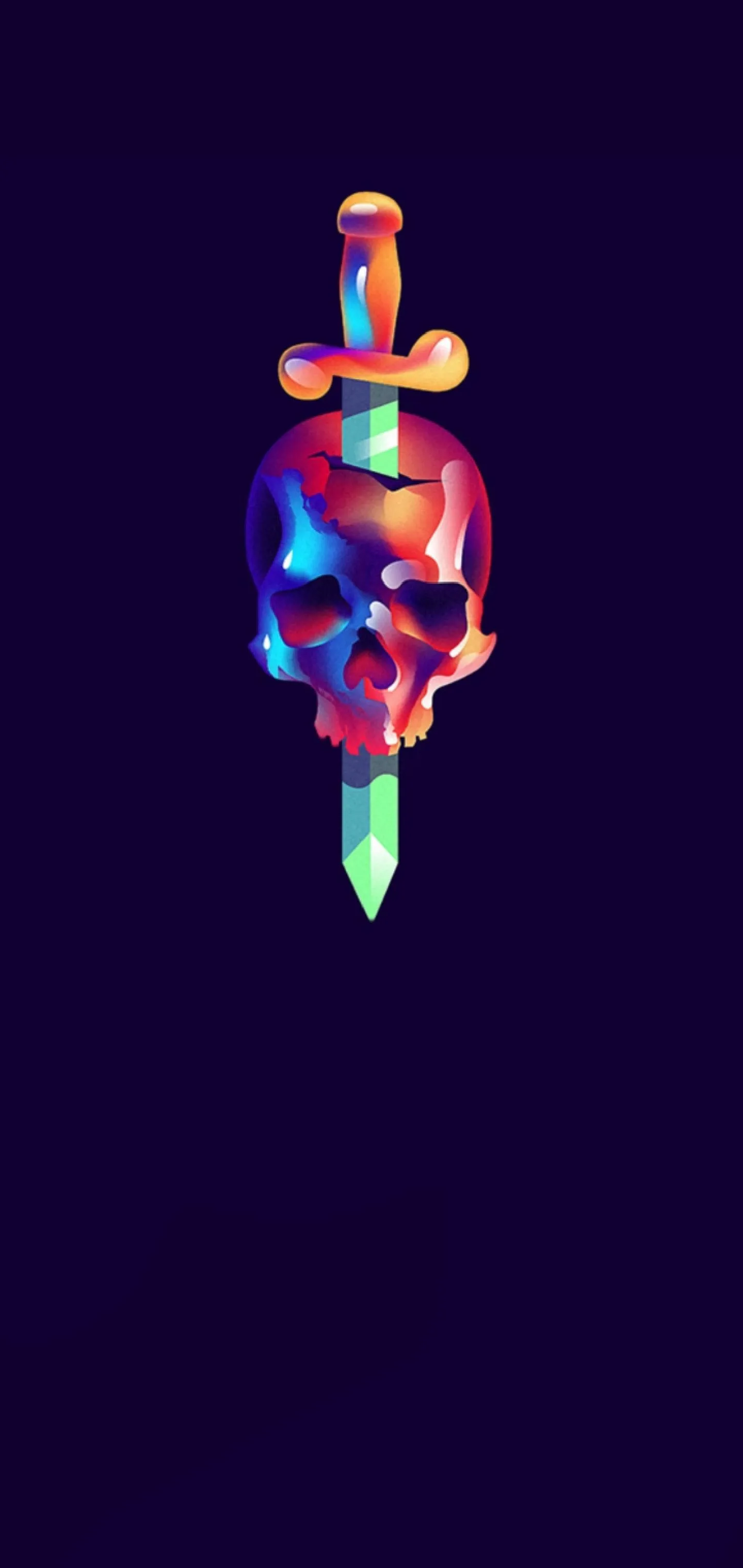 Floating Figure in Neon Colors Abstract Art Style Wallpaper