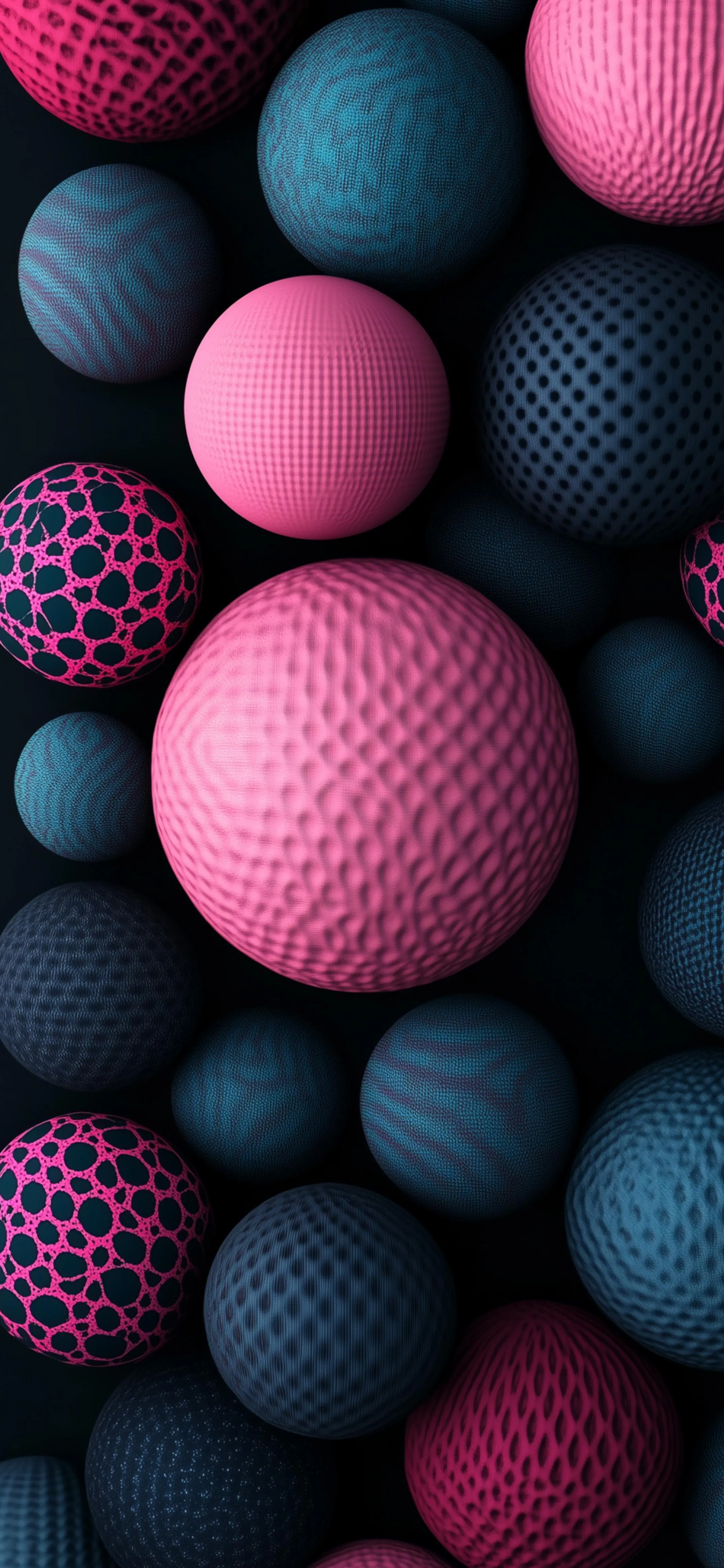 Floating Pink Blue Balls in Modern 3D Design Art Wallpaper