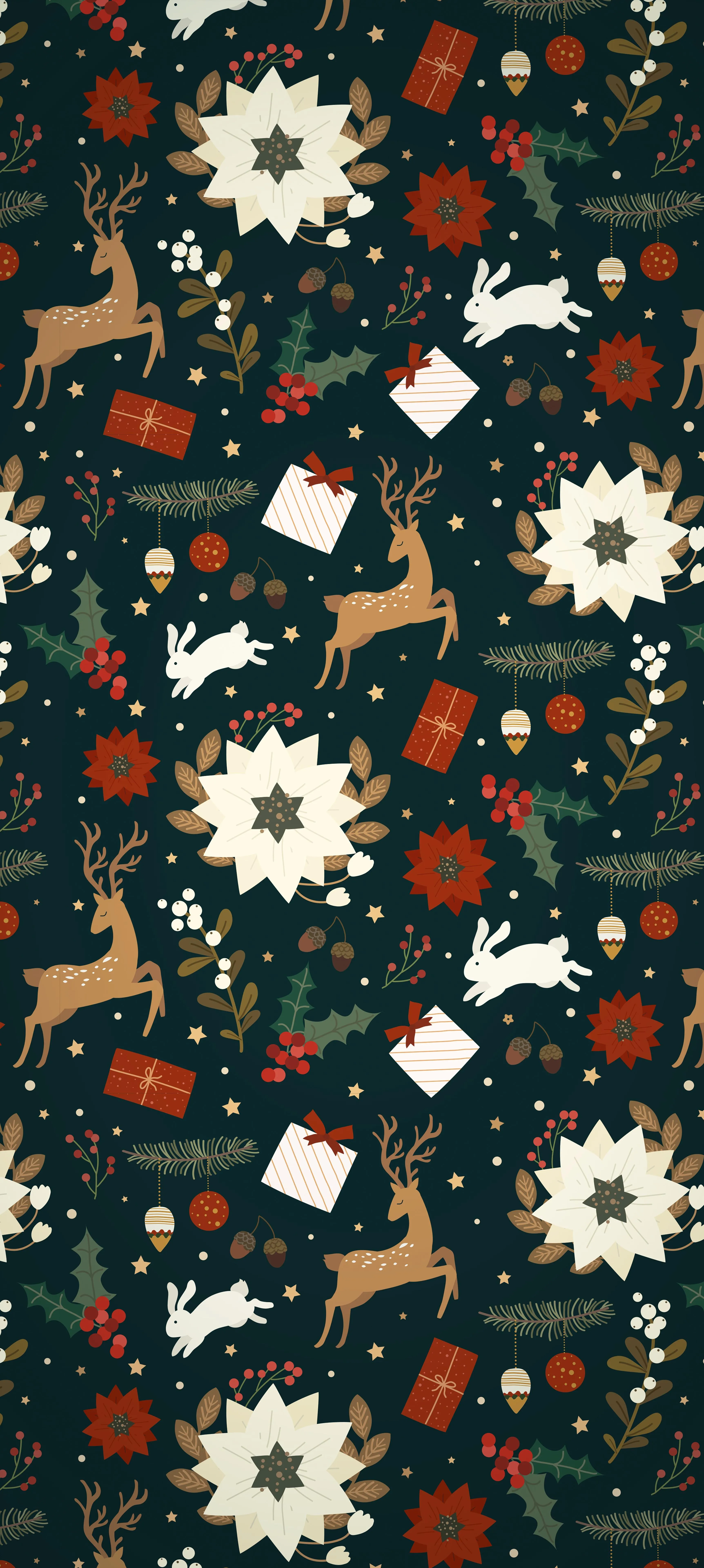 Floral Pattern with Green Leaves and Orange Flowers 4K