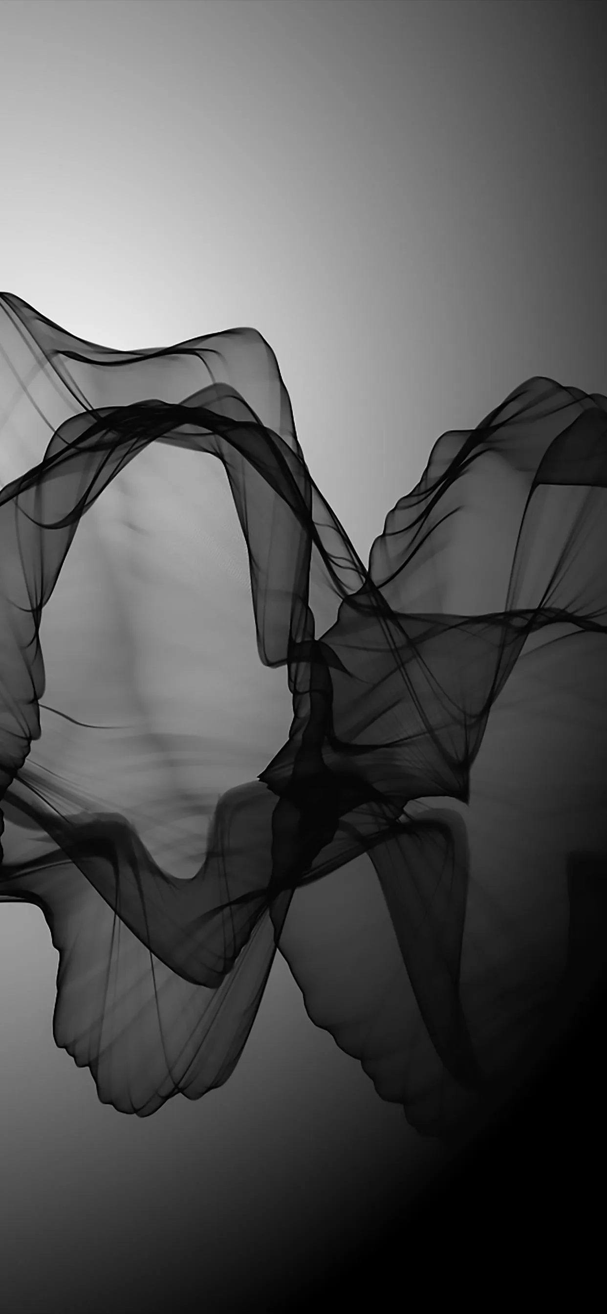 Flowing Black Smoke Waves on Minimal Gray Background