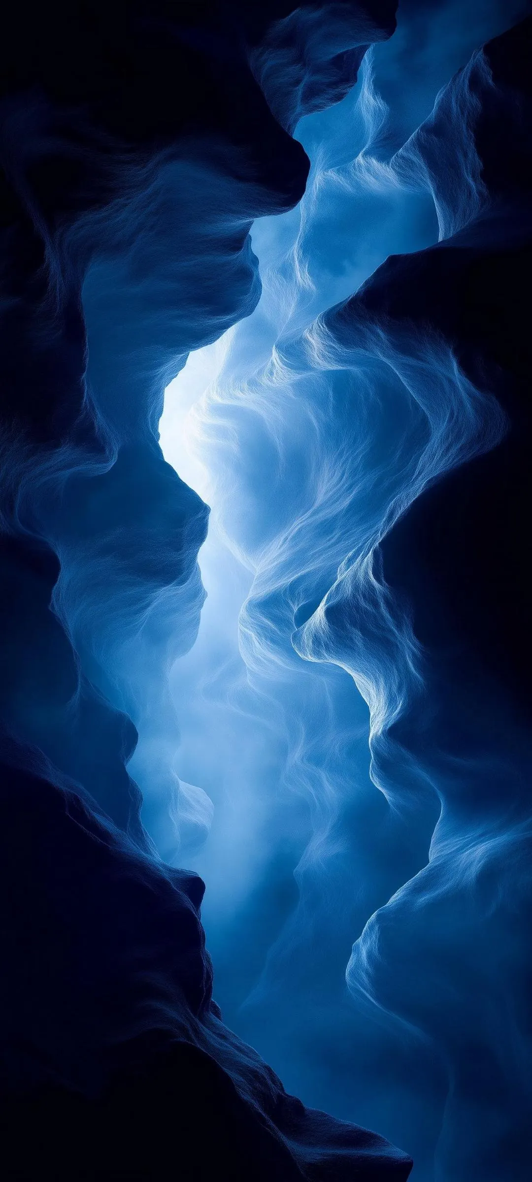 Flowing Blue Smoke Against Black Background Effect