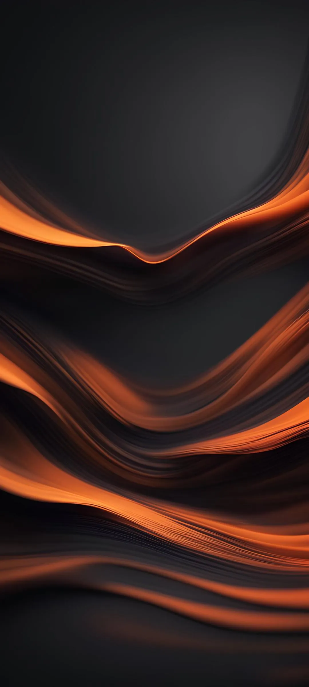 Flowing Orange Waves on Black Background Wallpaper