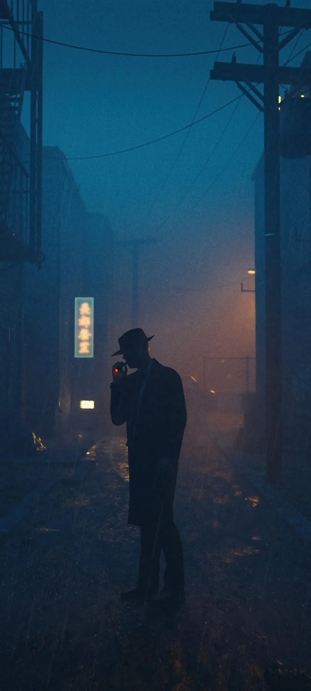 Foggy Lonely Street Night Photography Mobile Wallpaper