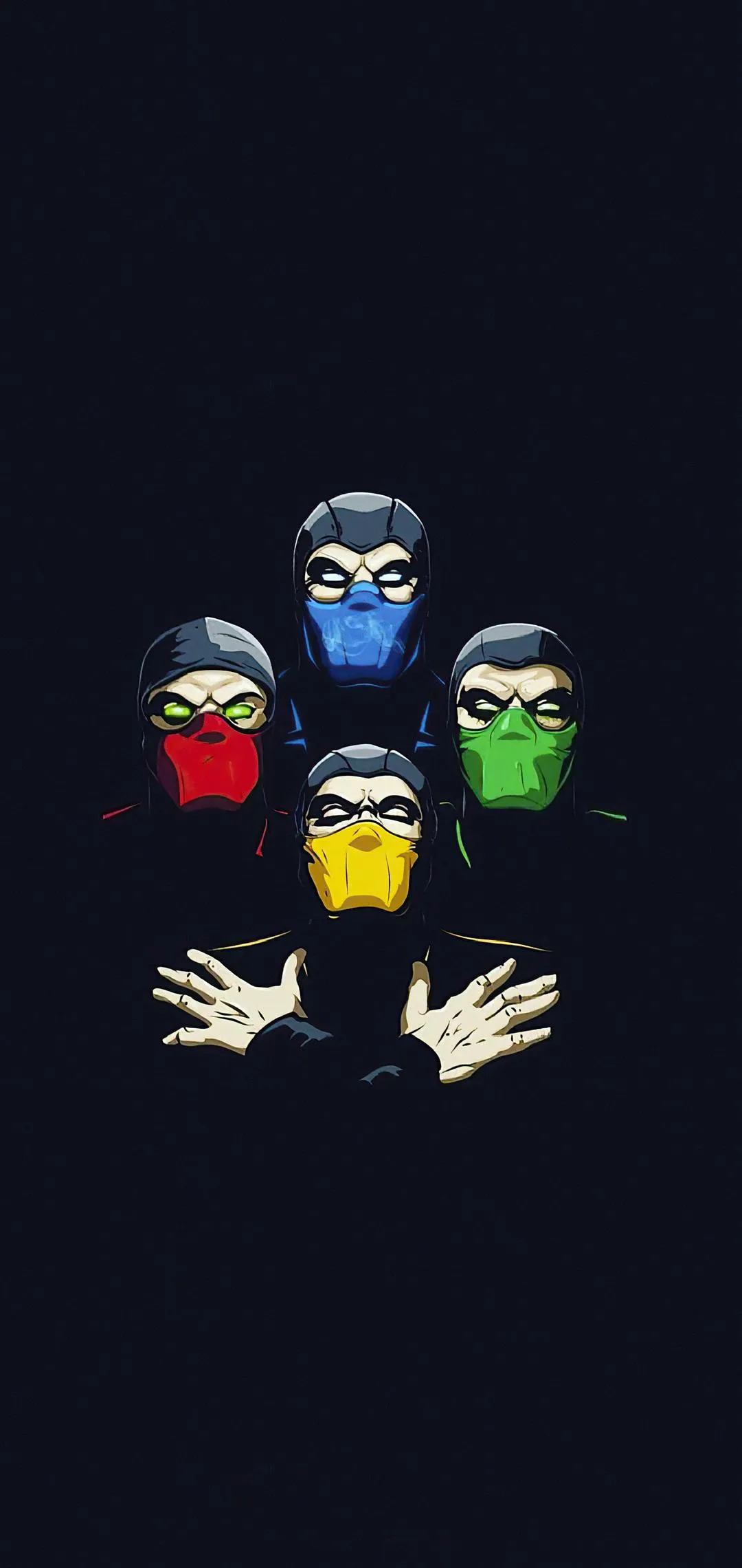 Four Masked Warriors United in Dark Artistic Style