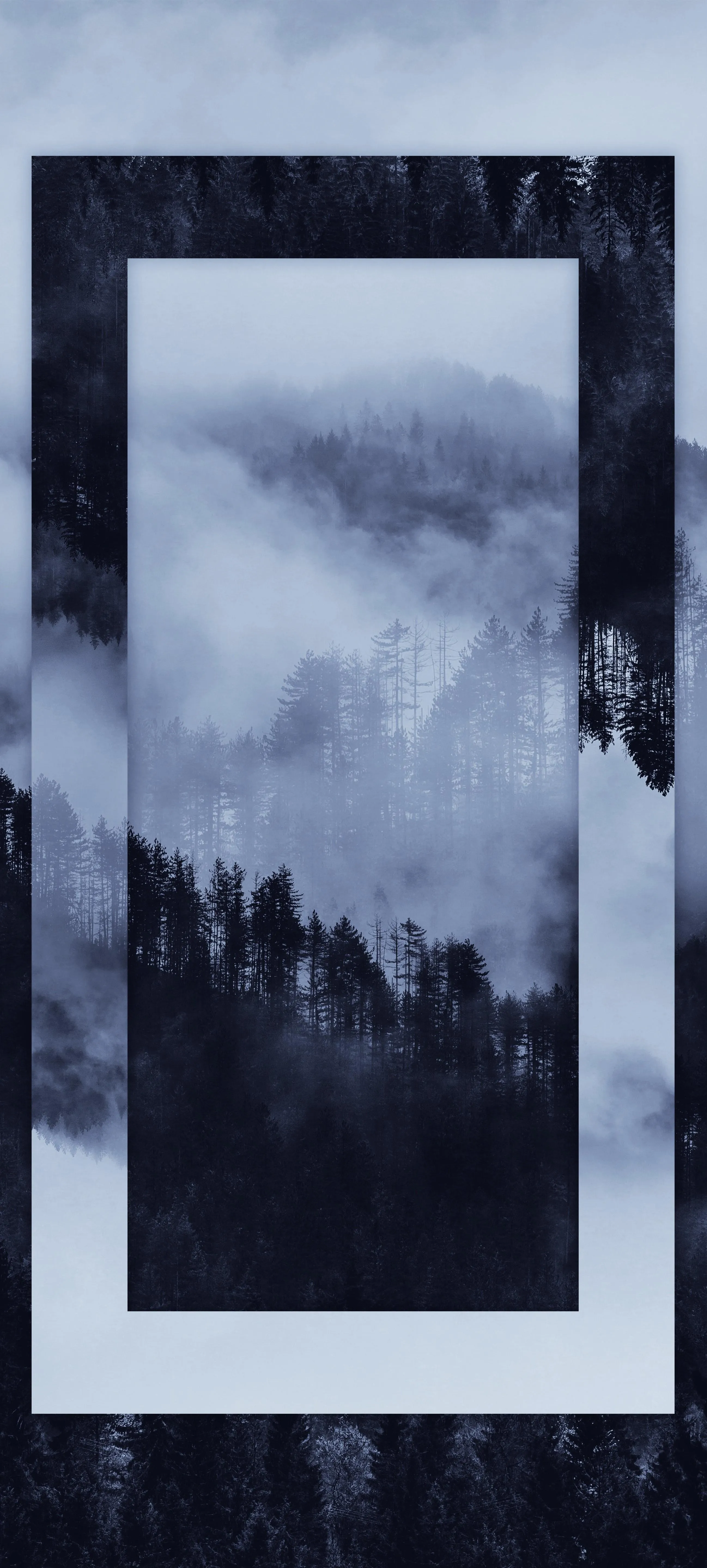 Framed Mountain Forest in Monochrome Mist View Image