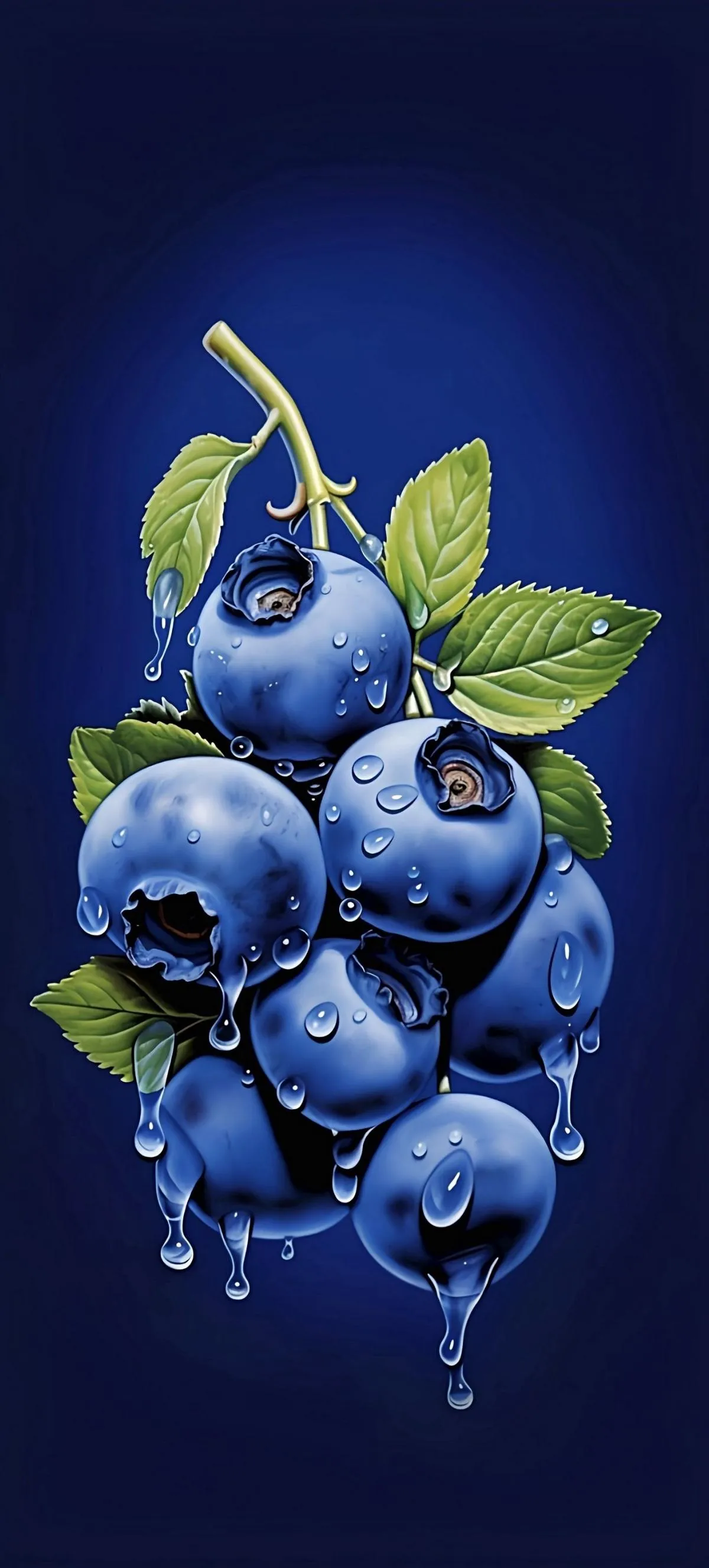 Fresh Blueberries on Dark Background Closeup Wallpaper