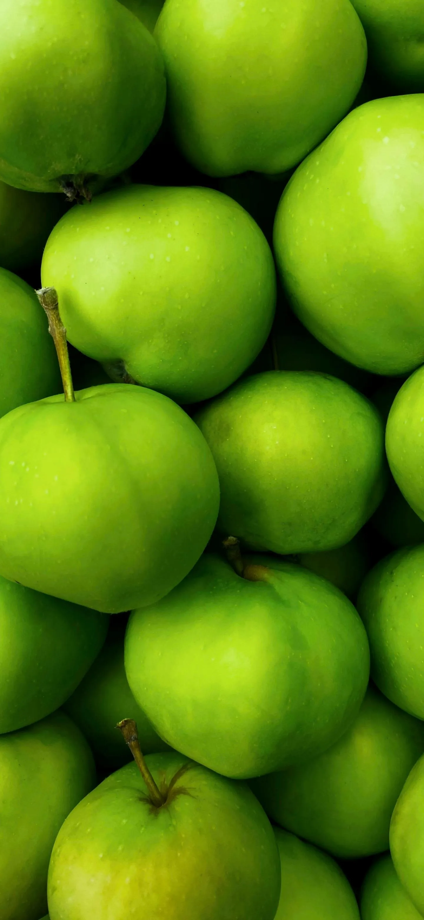 Fresh Green Apples Close Up in Bright Light Wallpaper