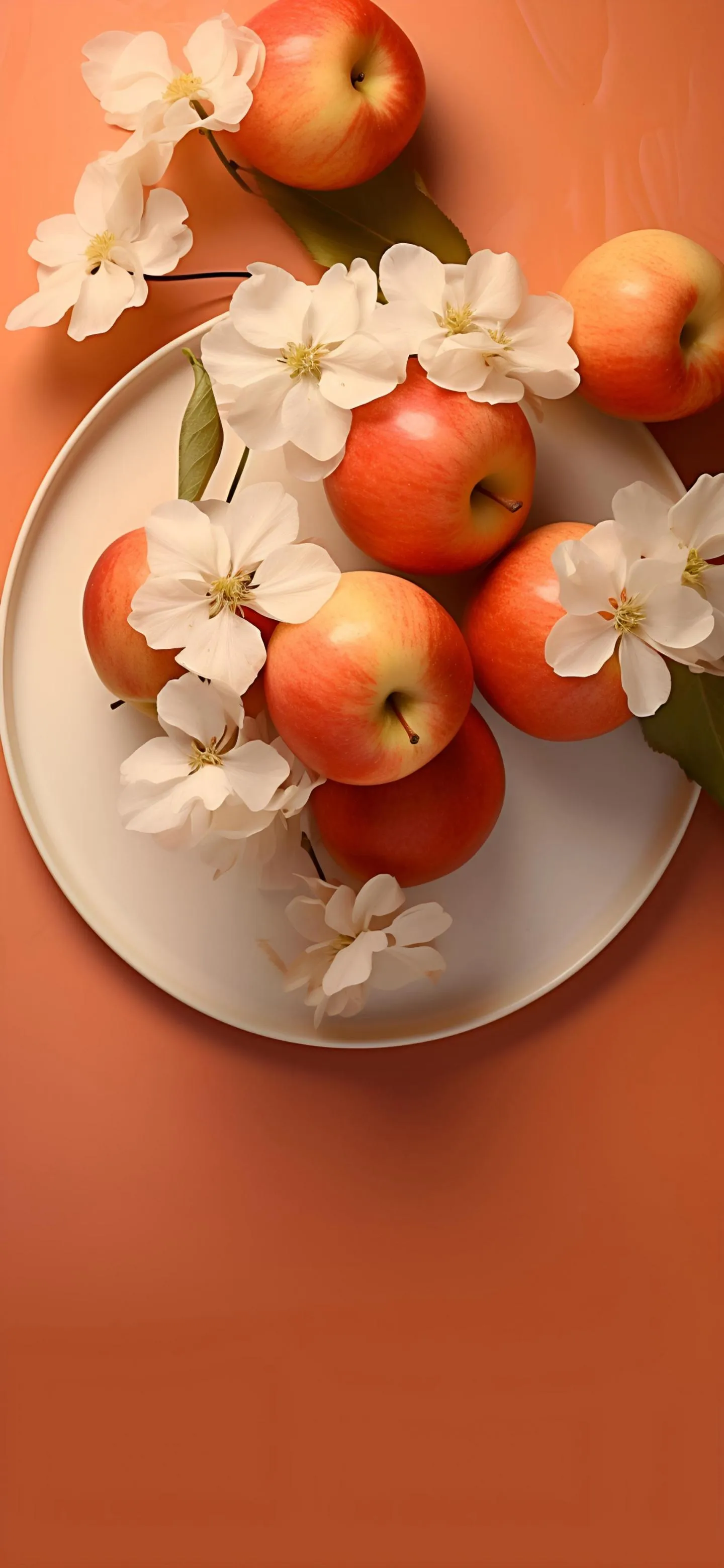 Fresh Oranges and Flowers on Elegant Peach Background