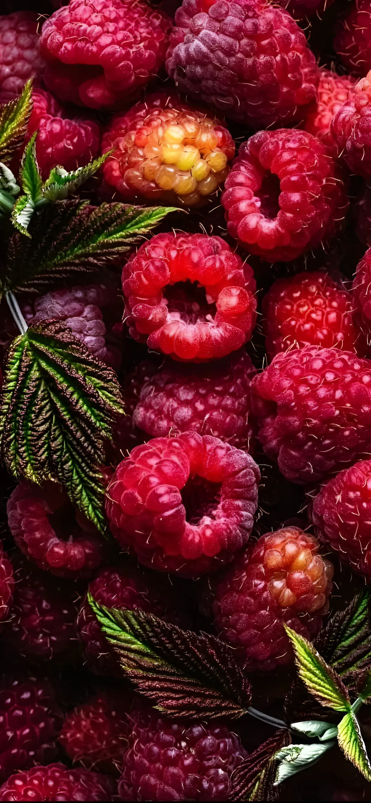 Fresh Red Raspberries Close Up in High Resolution Wallpaper