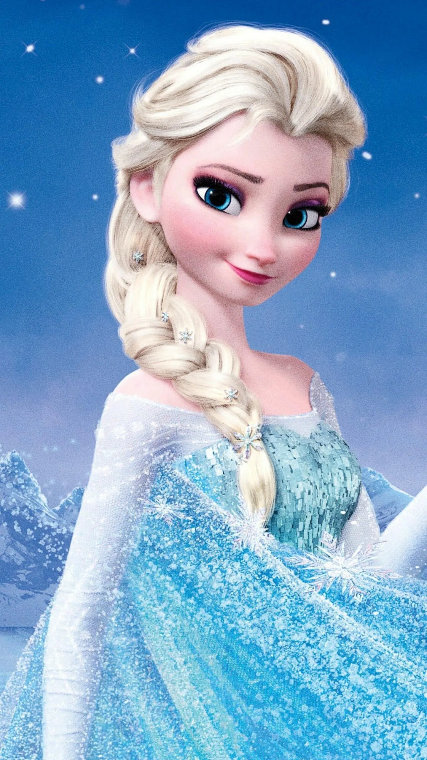 Frozen Elsa in Sparkling Blue Winter Outfit Wallpaper