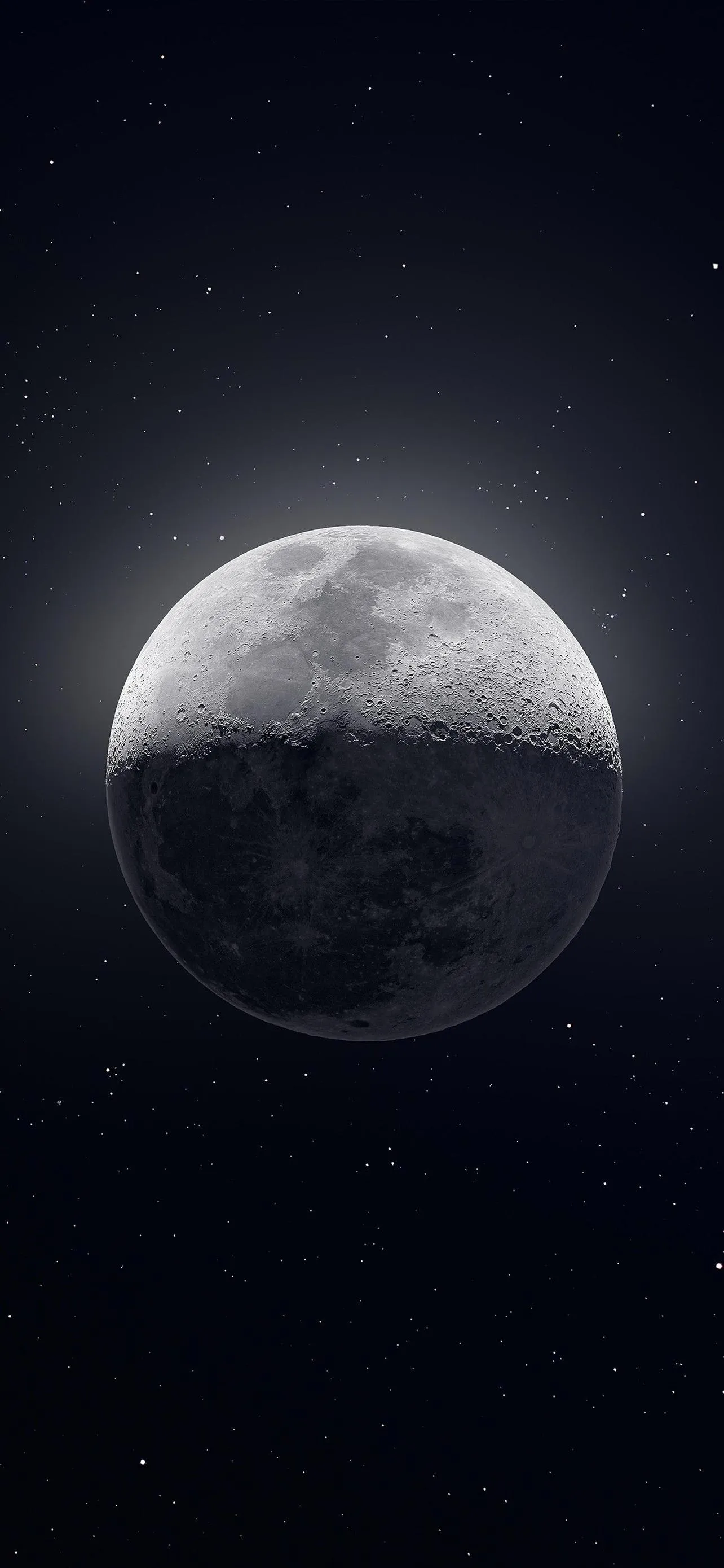 Full Moon in Dark Night Sky Minimal Art free Wallpaper