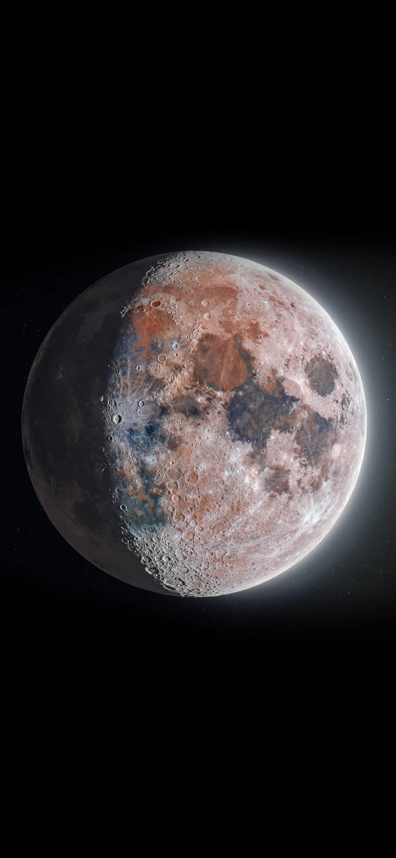 Full Moon Shining Brightly In Night Sky Over Mountains