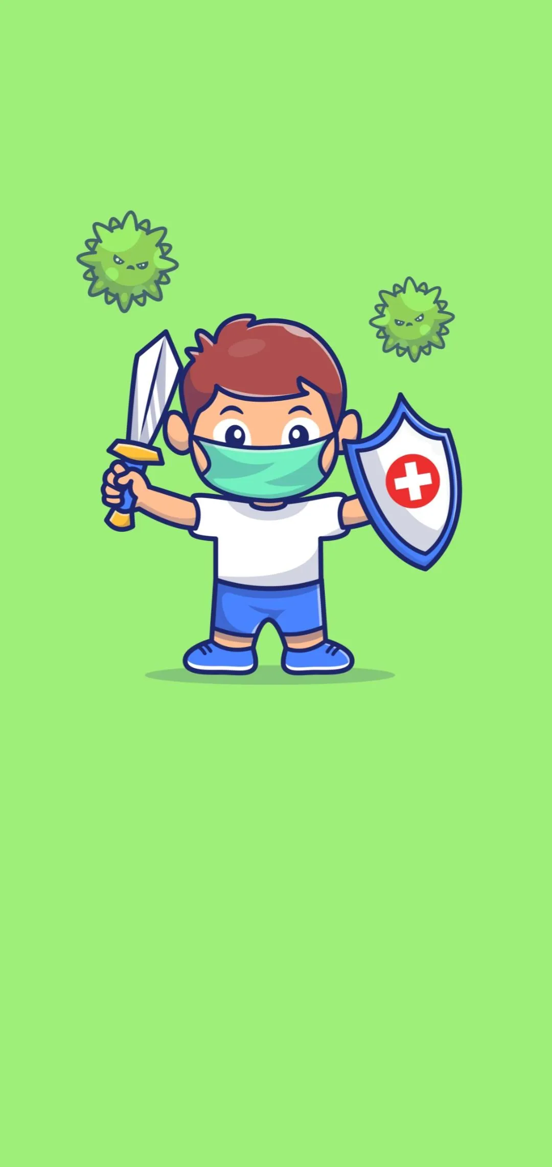 Fun Cartoon Gamer Boy Standing on Green Flat Surface