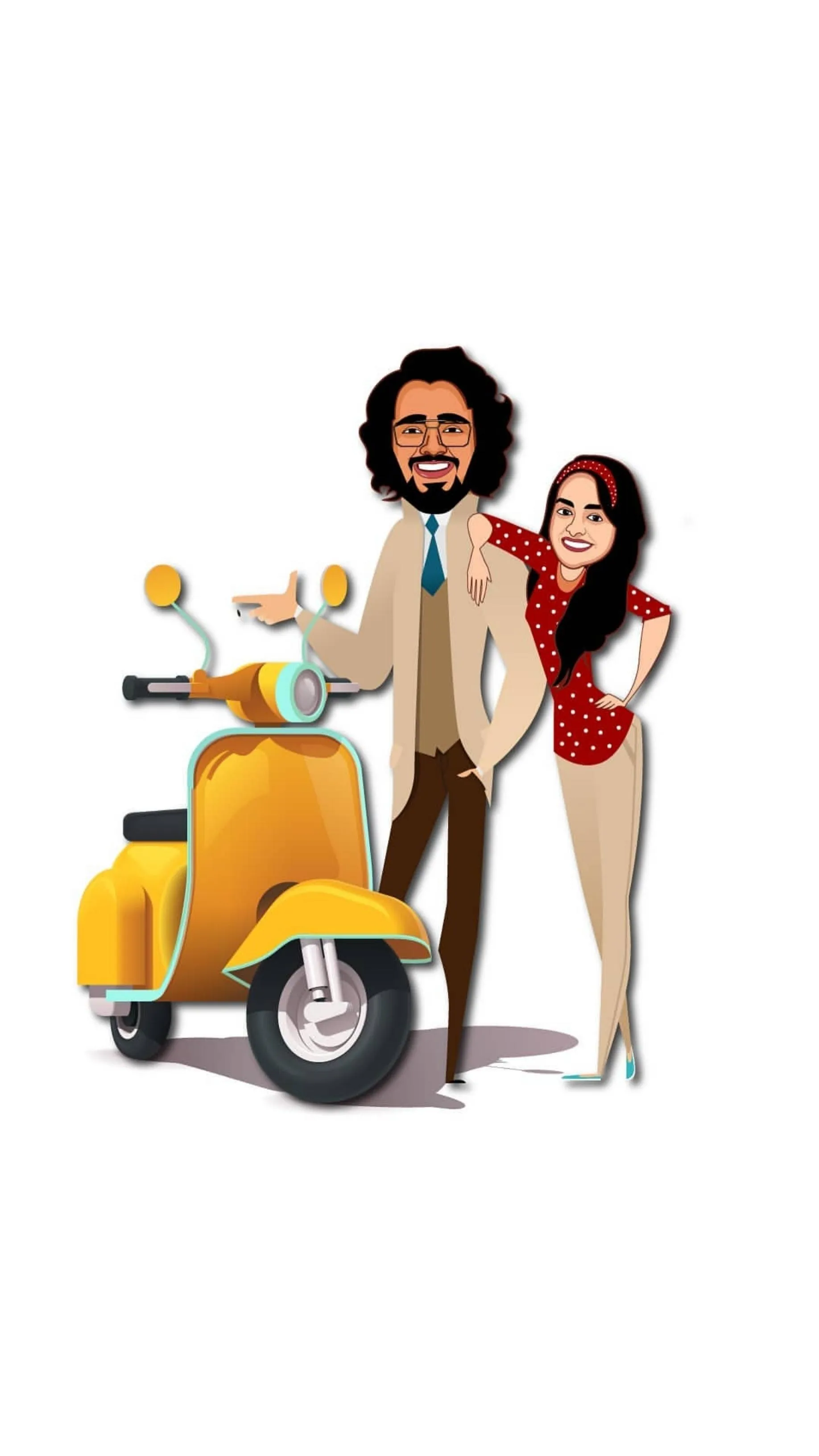 Fun Cartoon Style Couple Ride Mobile Wallpaper Design