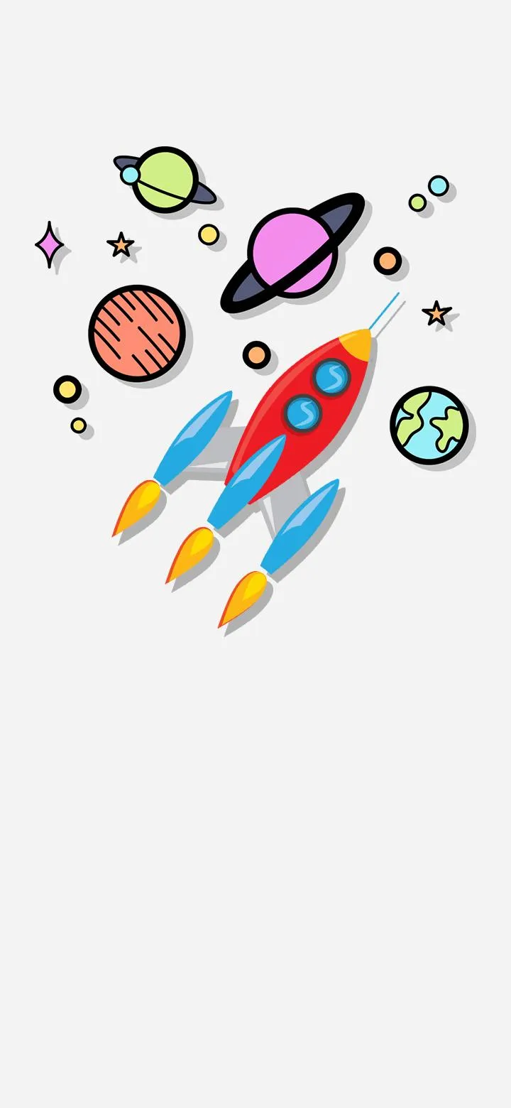 Fun Colorful Rocket Cartoon Creative Kids Mobile Wallpaper