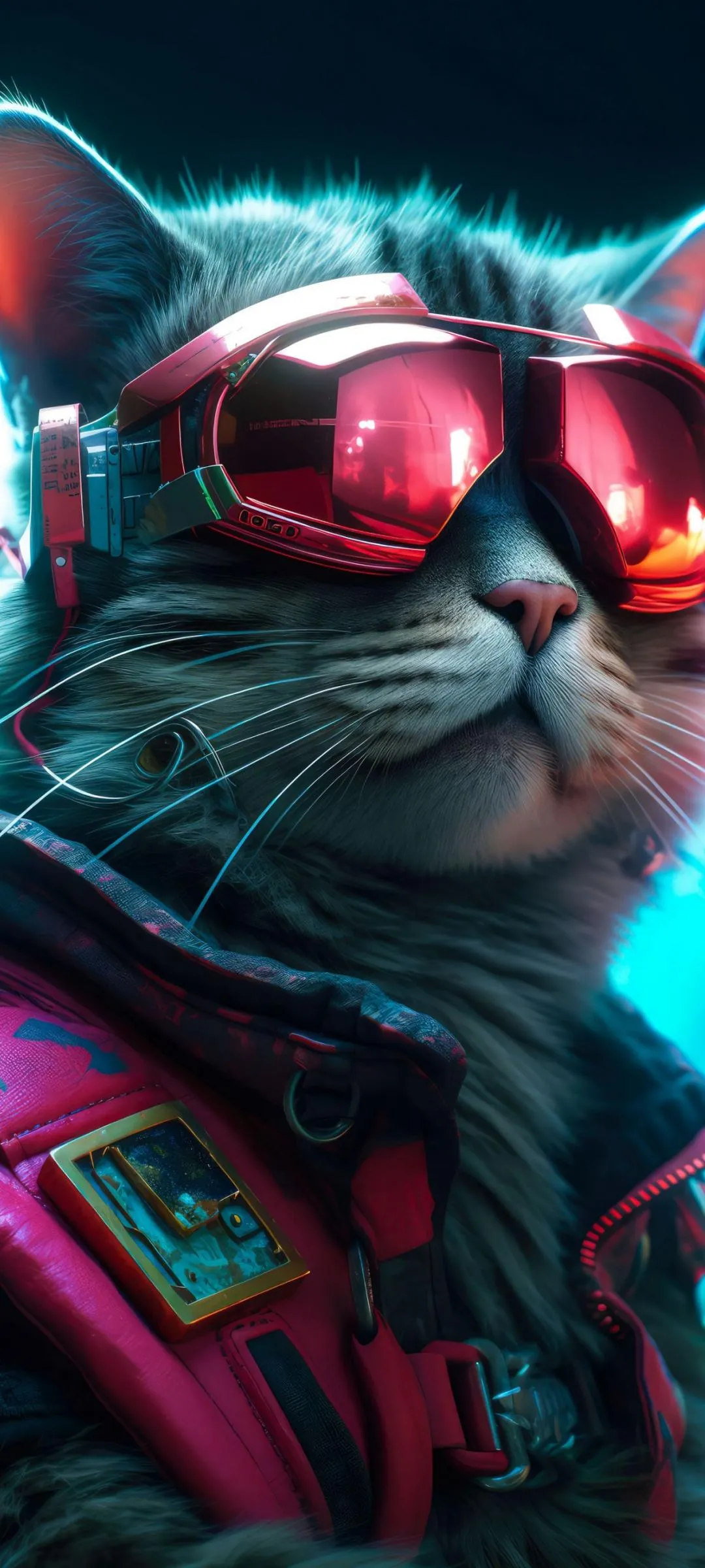 Funky Cat Wearing Neon Glasses And Bright Clothes Portrait