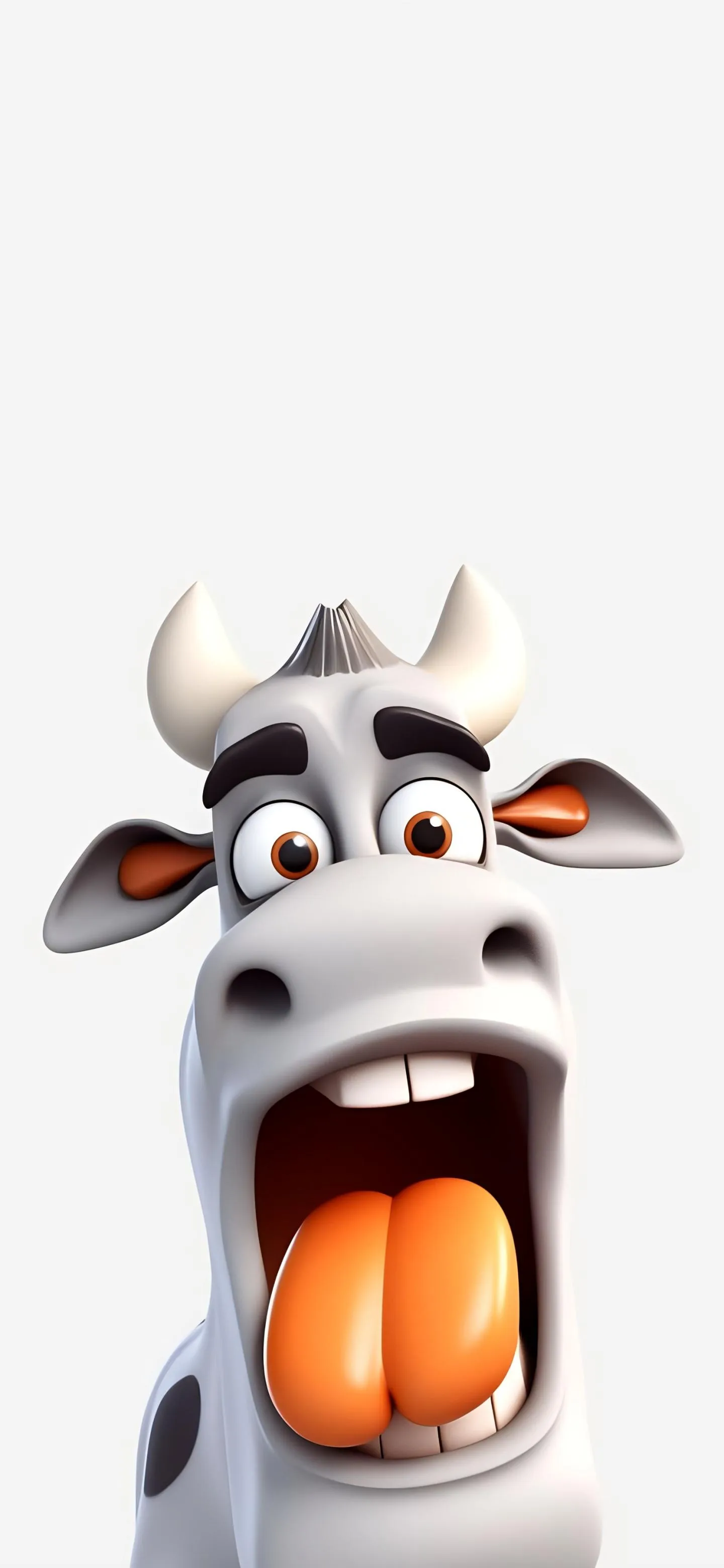 Funny Cartoon Cow Face 3D Character Mobile Art Wallpaper