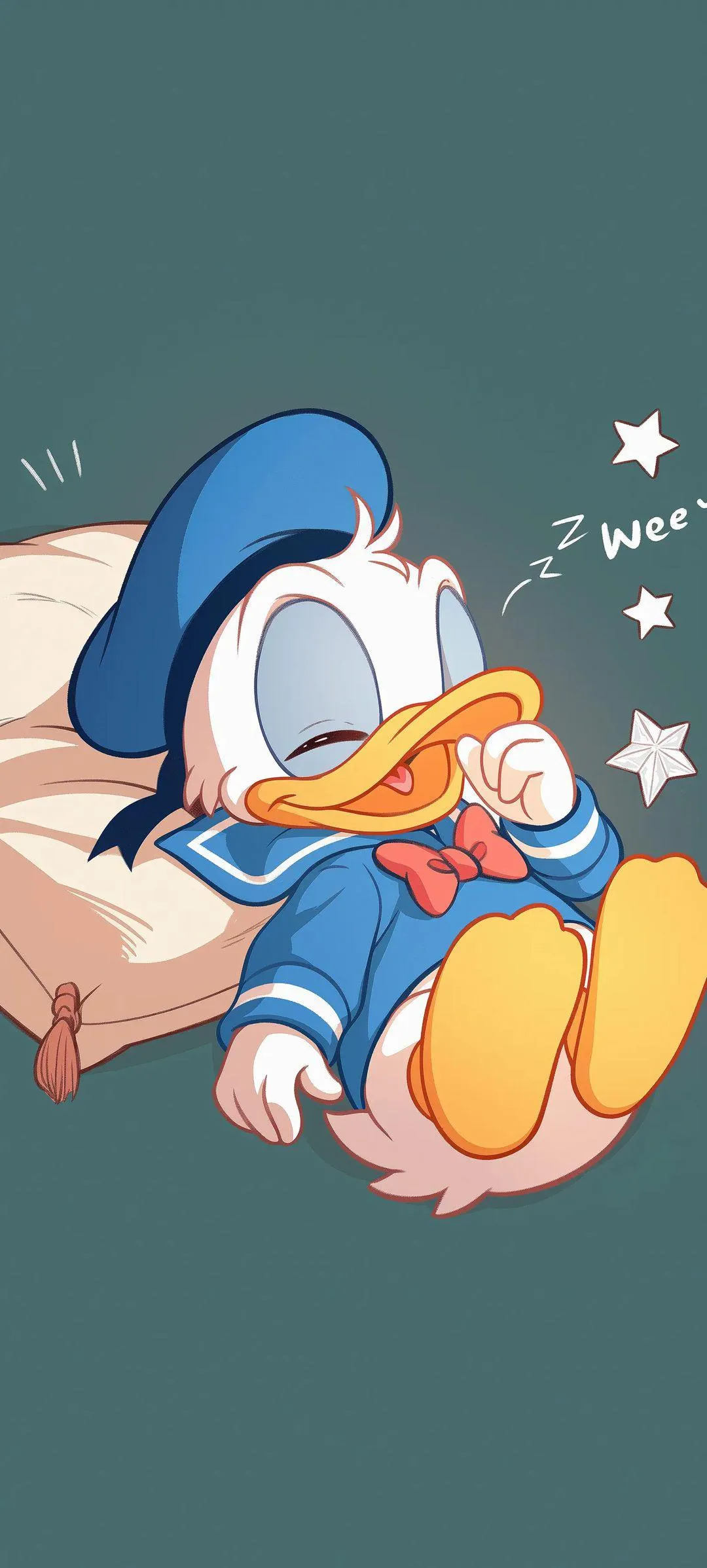 Funny Cartoon Duck with Blue Dress Sleeping Wallpaper