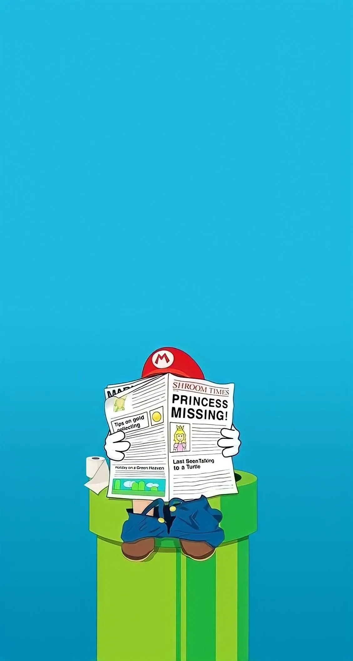 Funny Cartoon Gamer Reading Newspaper Mobile Wallpaper