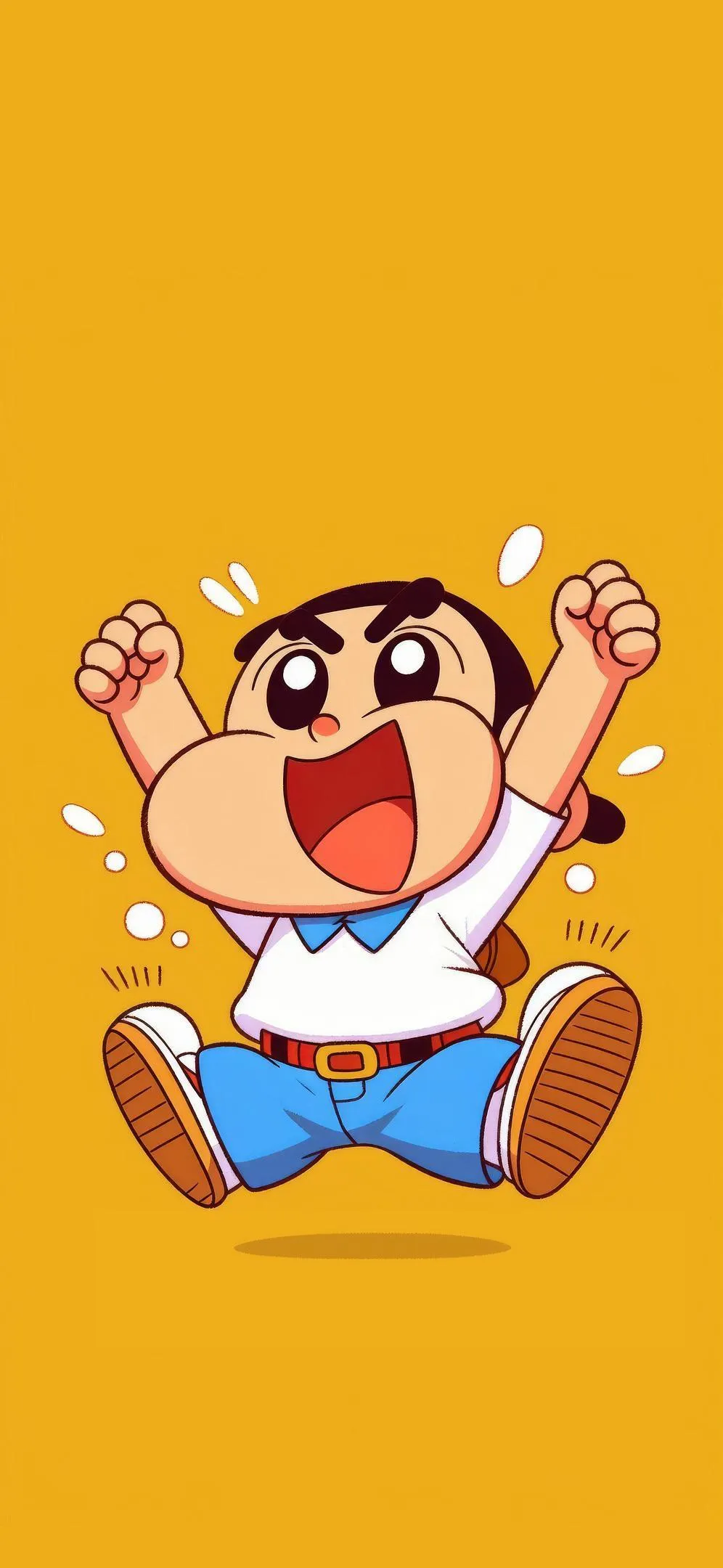 Funny Shin Chan Cartoon Character Shouting Yellow Art Theme