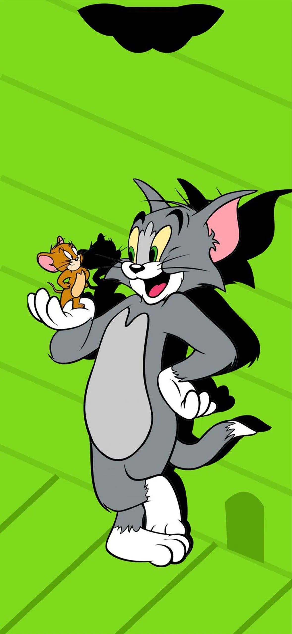 Funny Tom and Jerry Cartoon Standing on Green Background