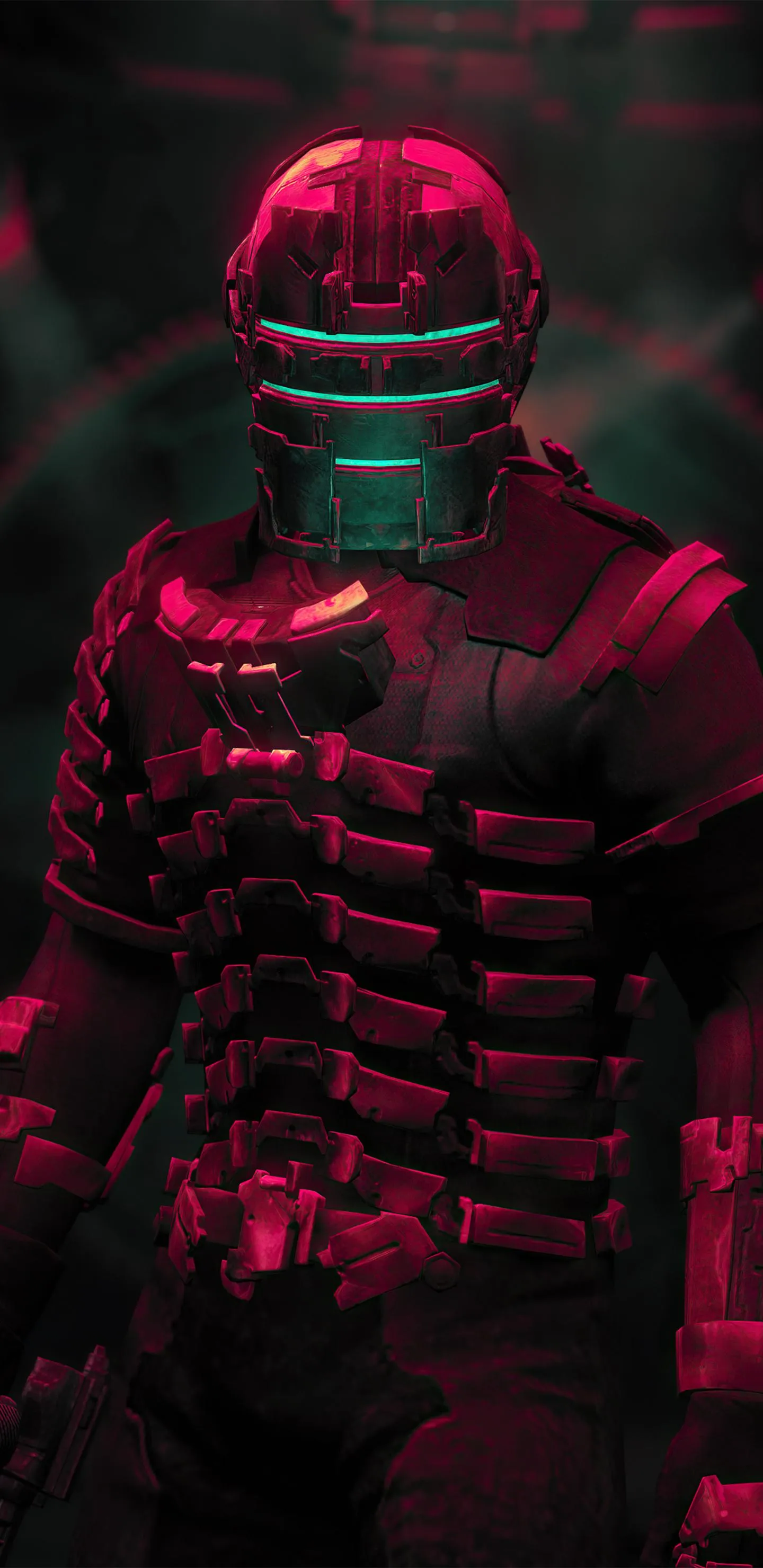 Futuristic Armored Soldier in Neon Lit Environment HD image