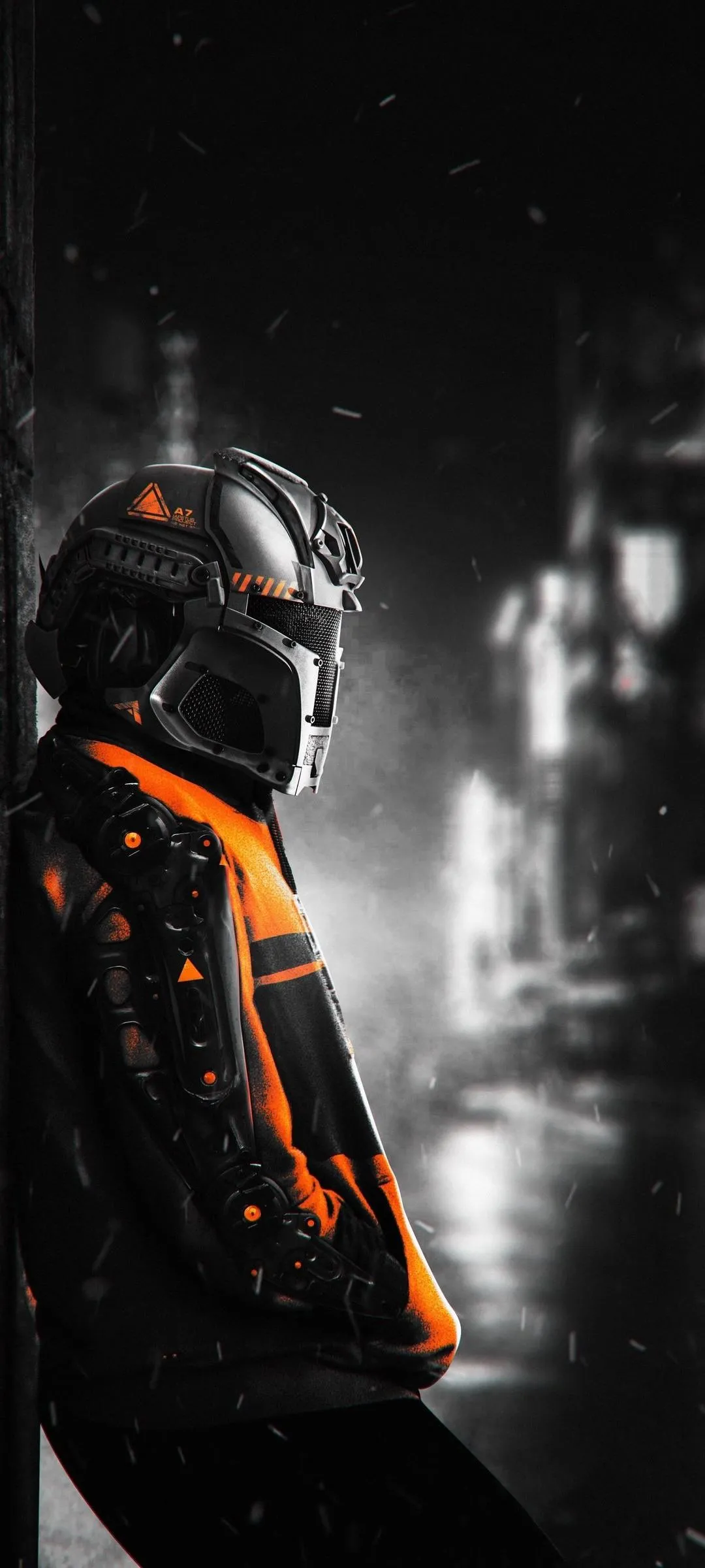 Futuristic Black and Orange Gamer Mobile Background