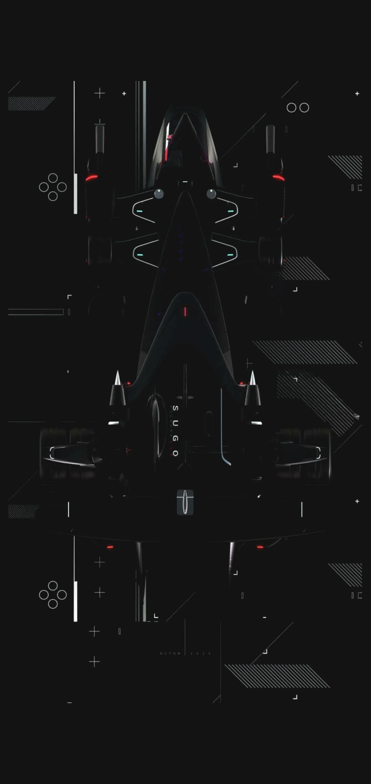 Futuristic Black Formula Car with Neon Highlights Image