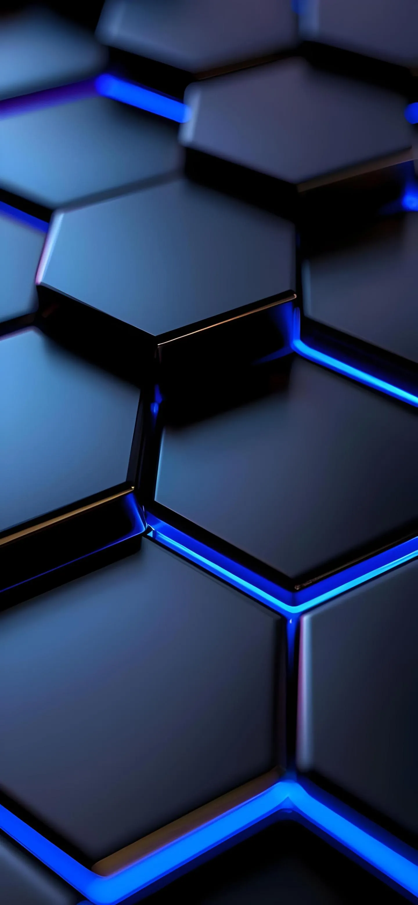 Futuristic Blue Hexagon Pattern in Metallic Texture Image