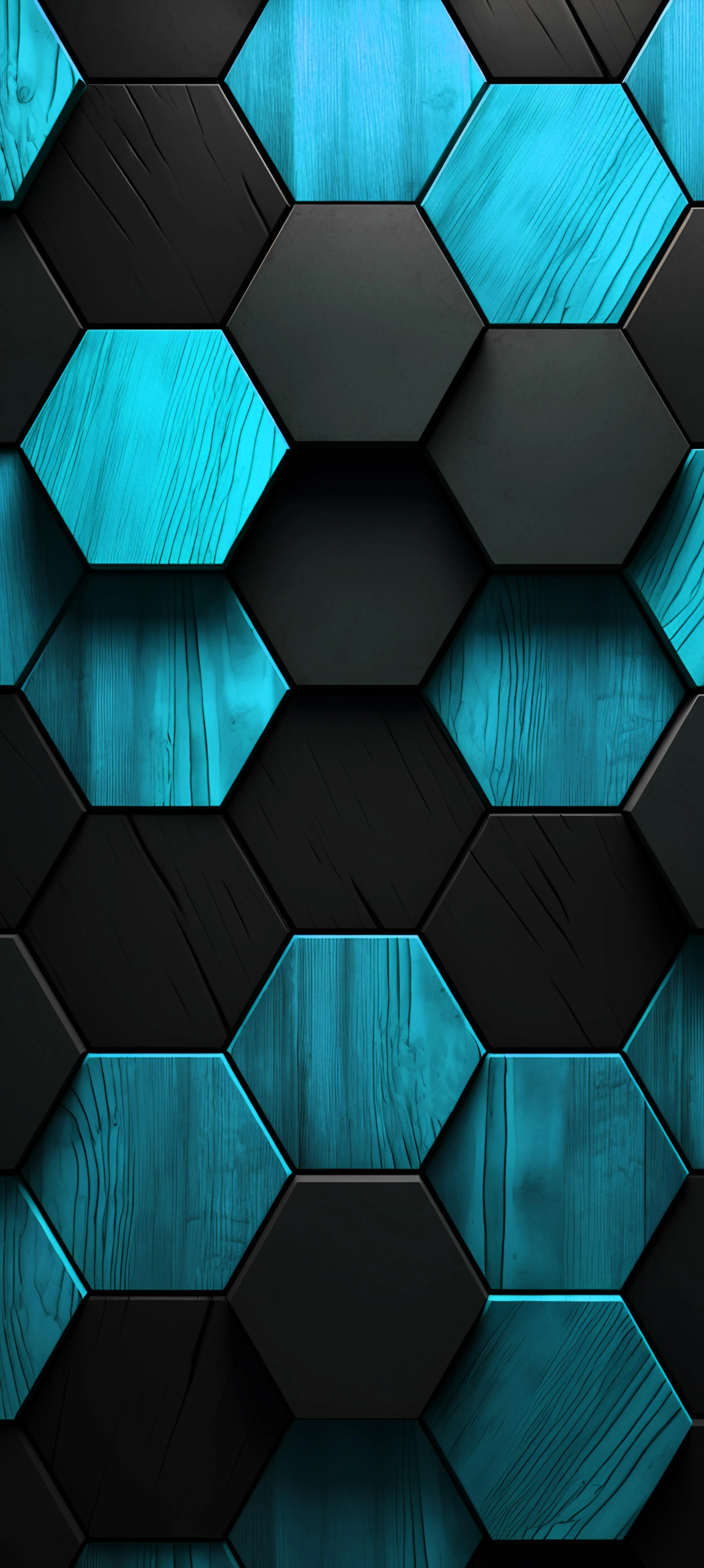 Futuristic Blue Hexagonal Pattern Digital Art Wallpaper