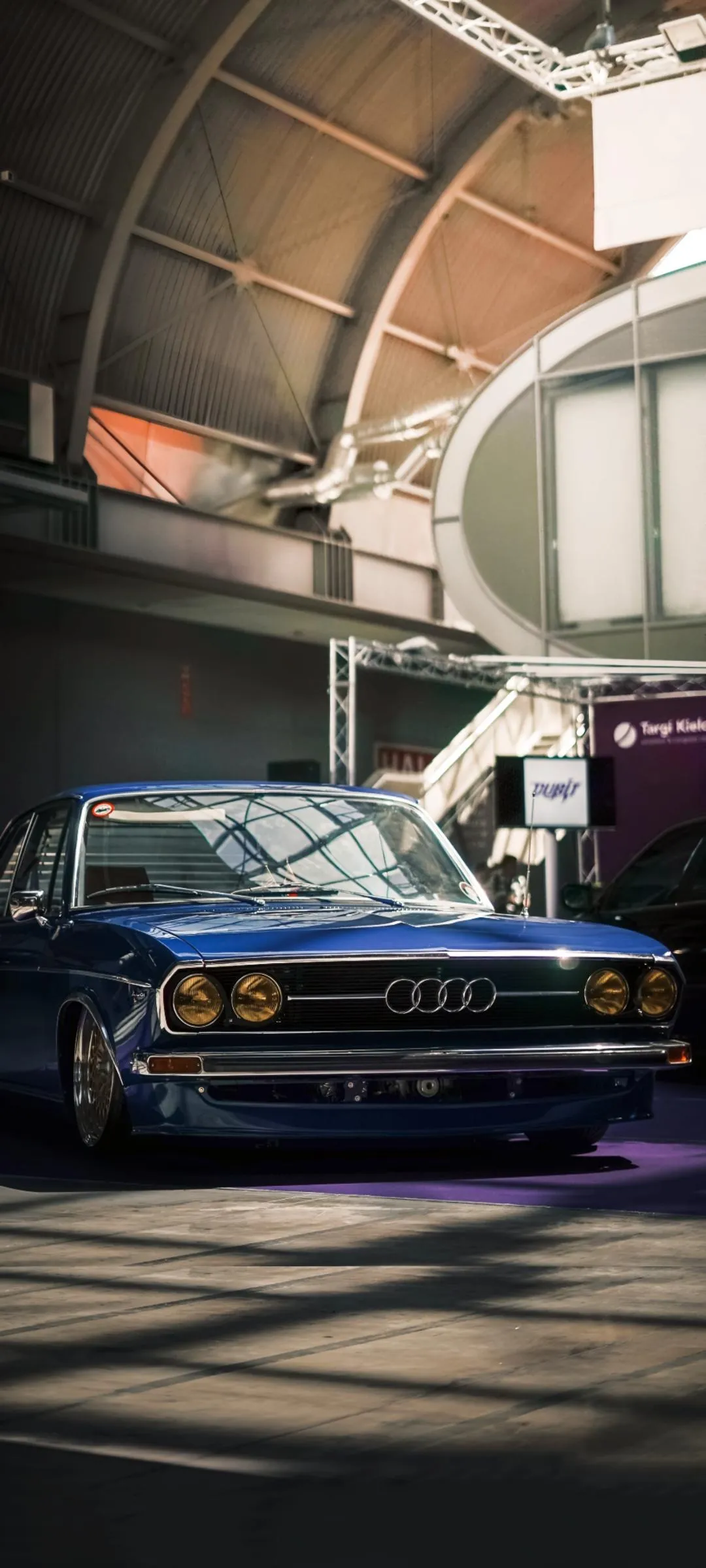 Futuristic Car Inside High Tech Garage Interior Wallpaper