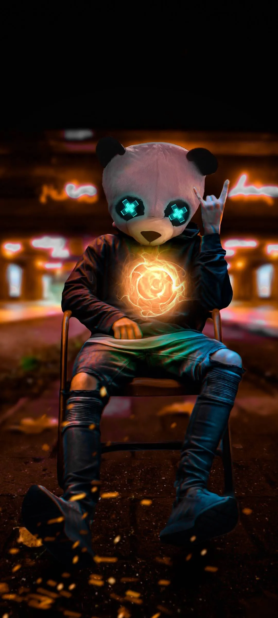 Futuristic Cyber Bear Character Mobile Background Art