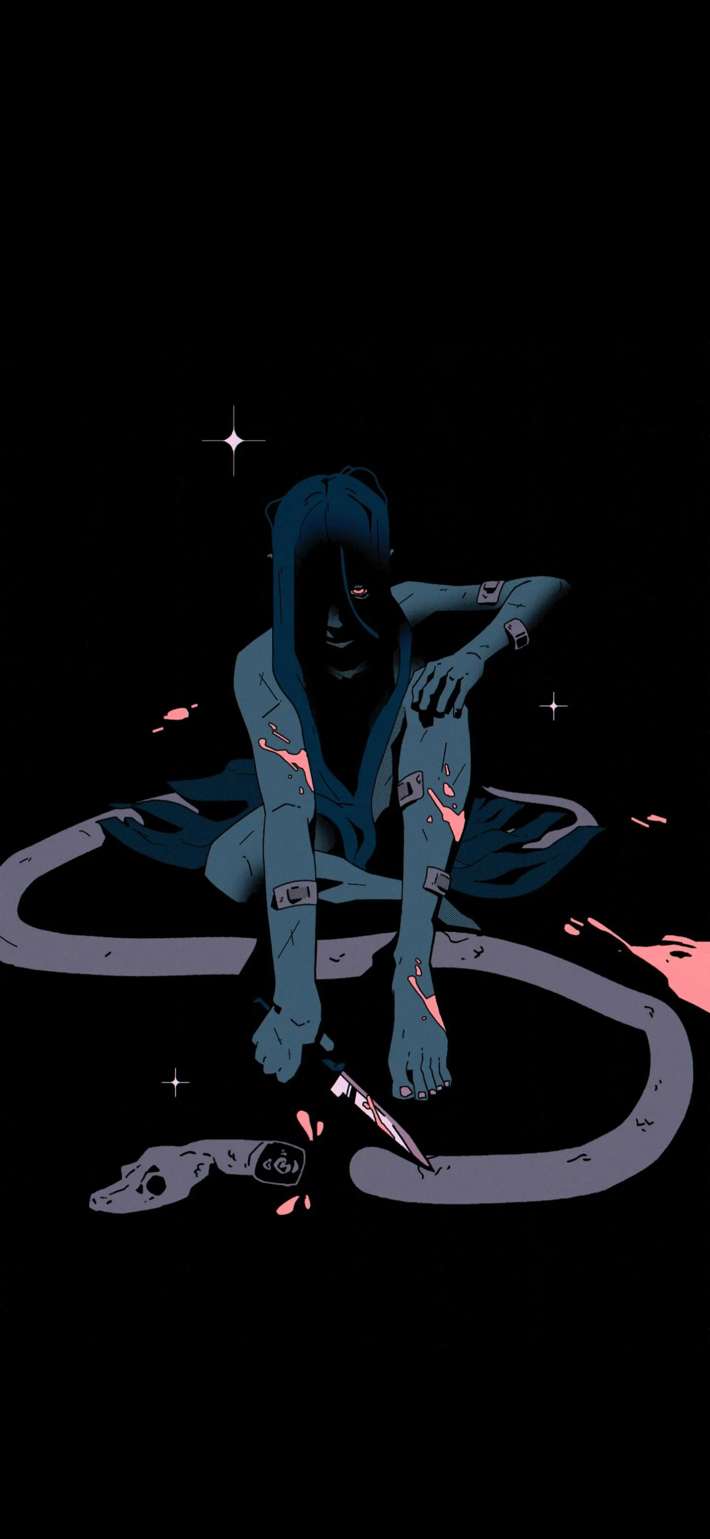 Futuristic Cyber Pose with Neon Light Mobile Design