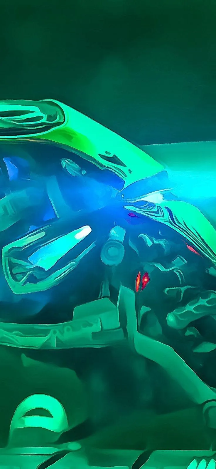 Futuristic Cyber Warrior Helmet with Blue Energy Glow