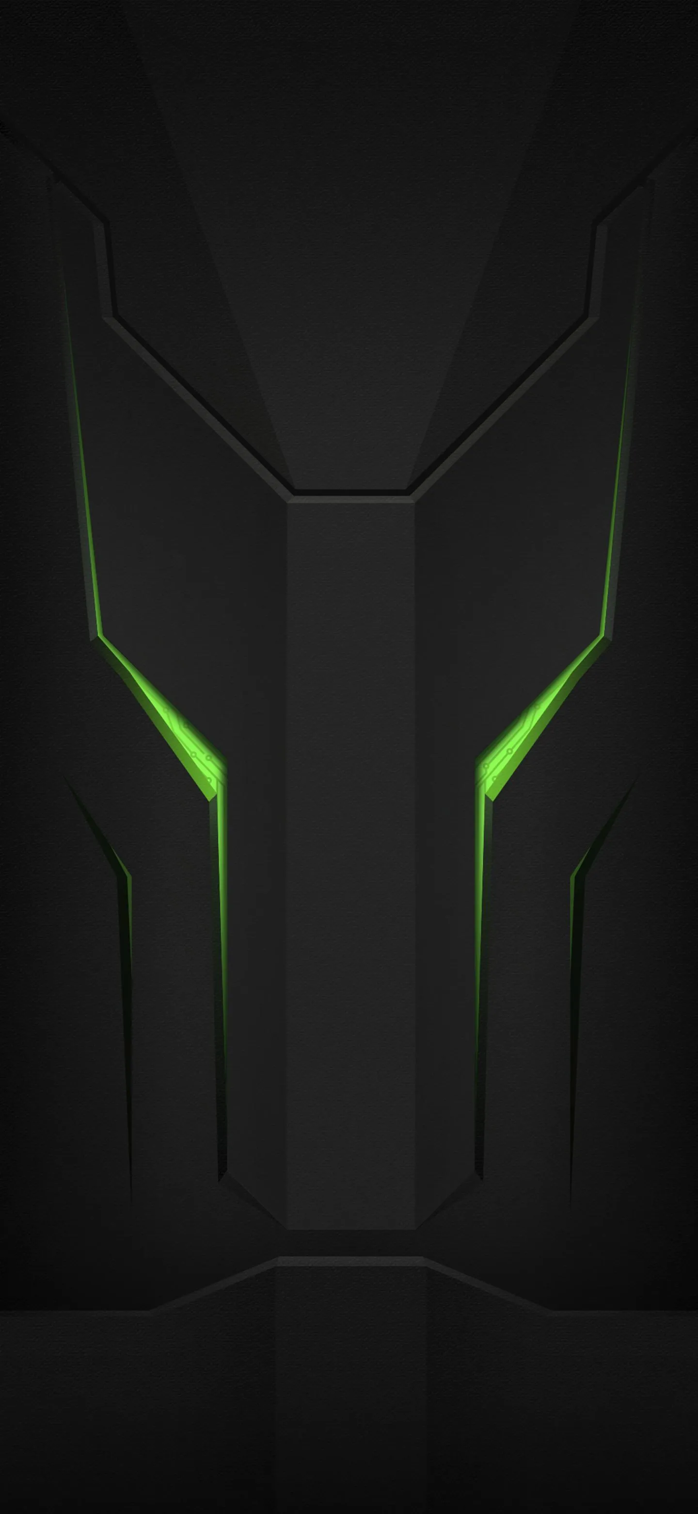 Futuristic Dark Tech Background with Neon Green Lights