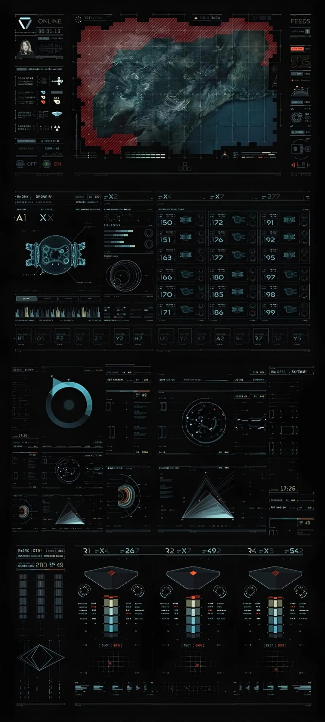 Futuristic Dashboard Display With Multiple Data Metrics