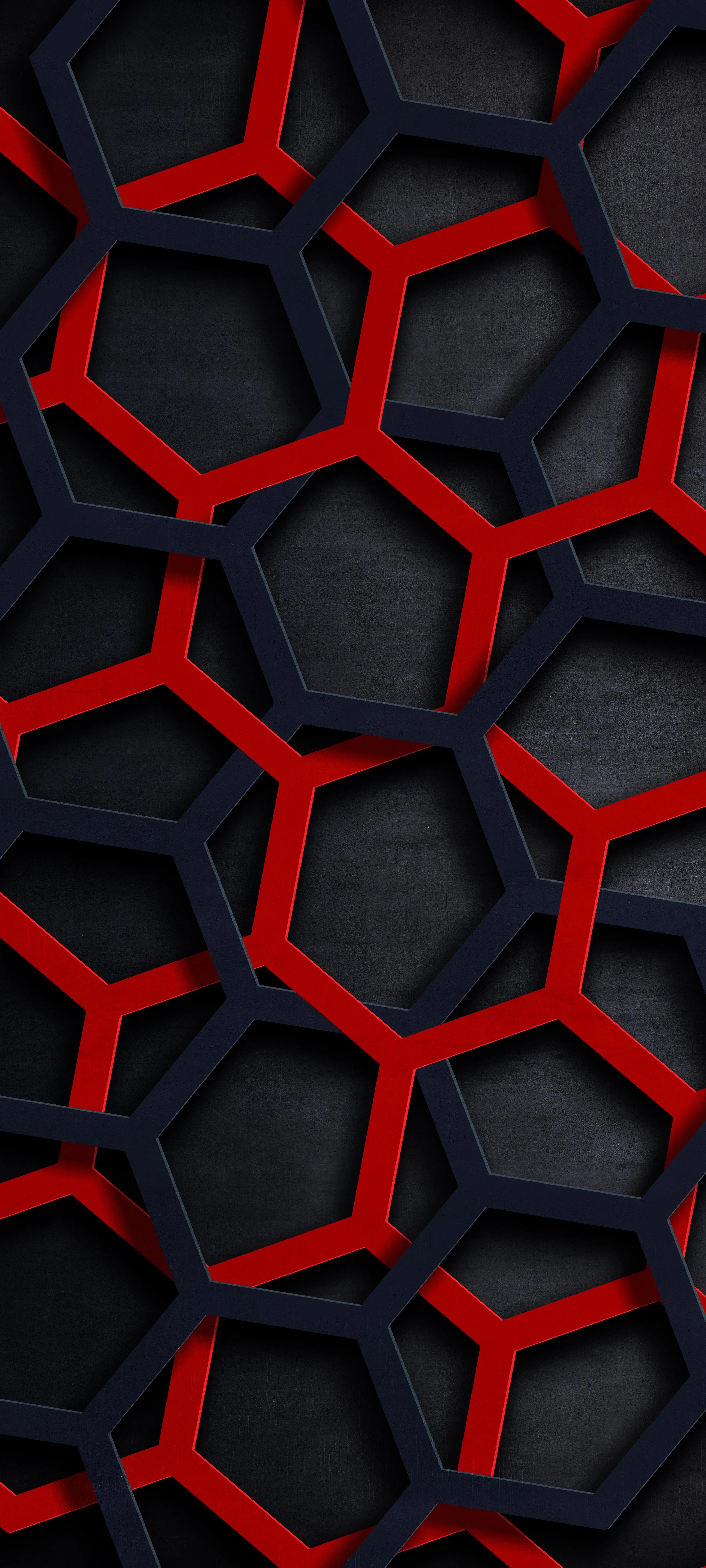 Futuristic Hexagon Pattern with Red and Black Color Combination