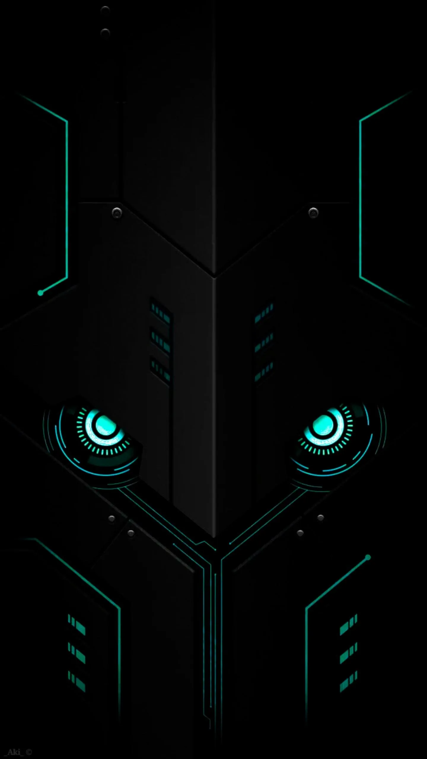 Futuristic Mask with Glowing Eyes Phone Background Wallpaper