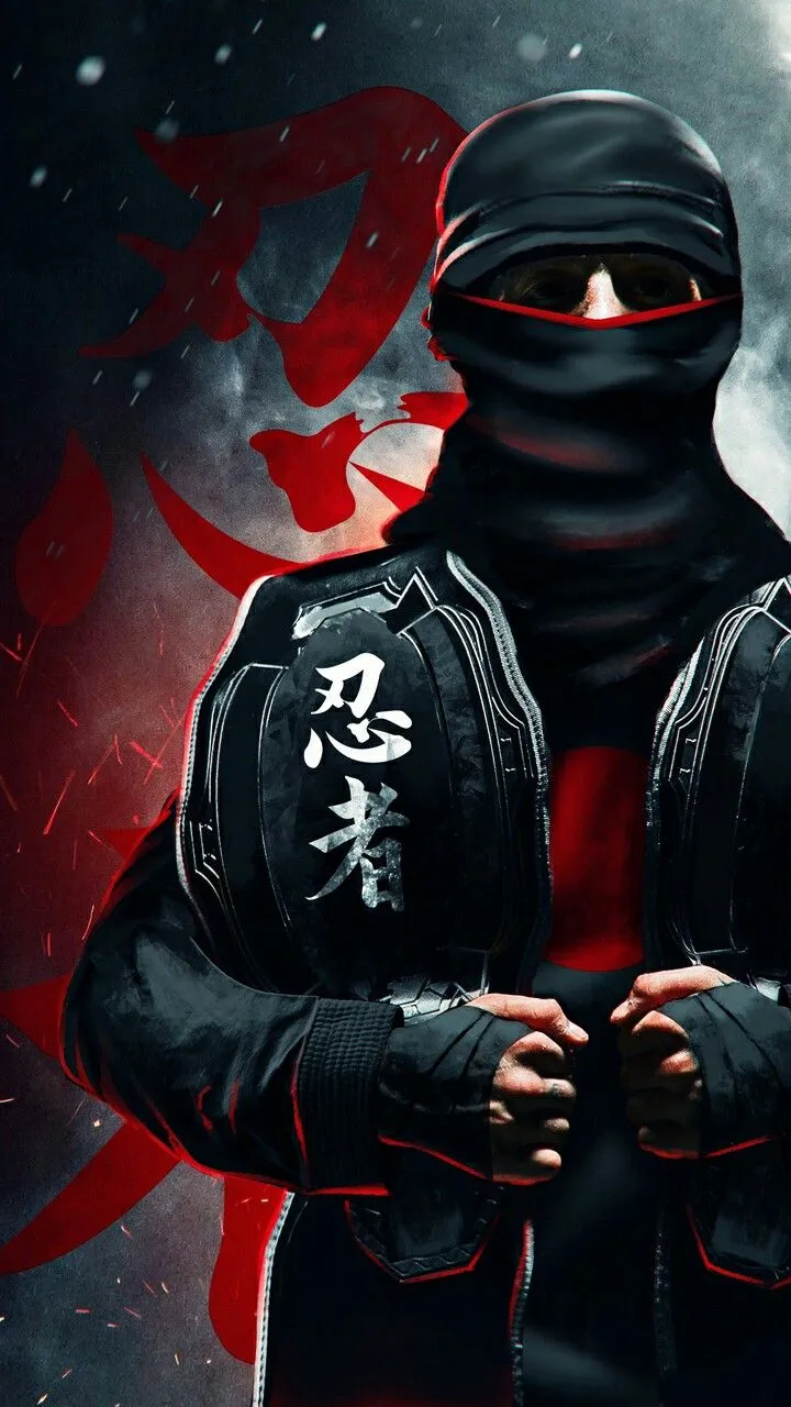 Futuristic Masked Fighter Standing in Red Smoke Wallpaper